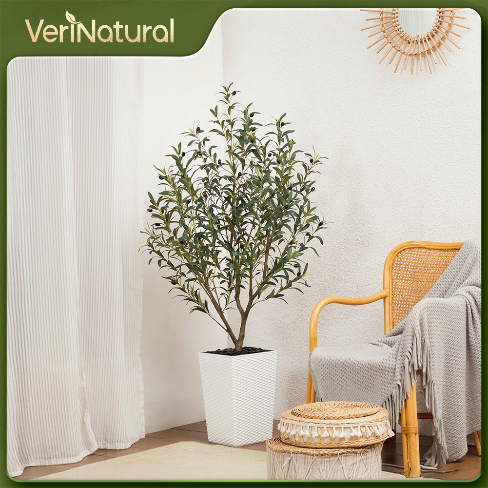 VeriNatural 5/6FT Artificial Olive Tree UV Resistant with Black Taper Planter for Indoor & Outdoor （VN132）