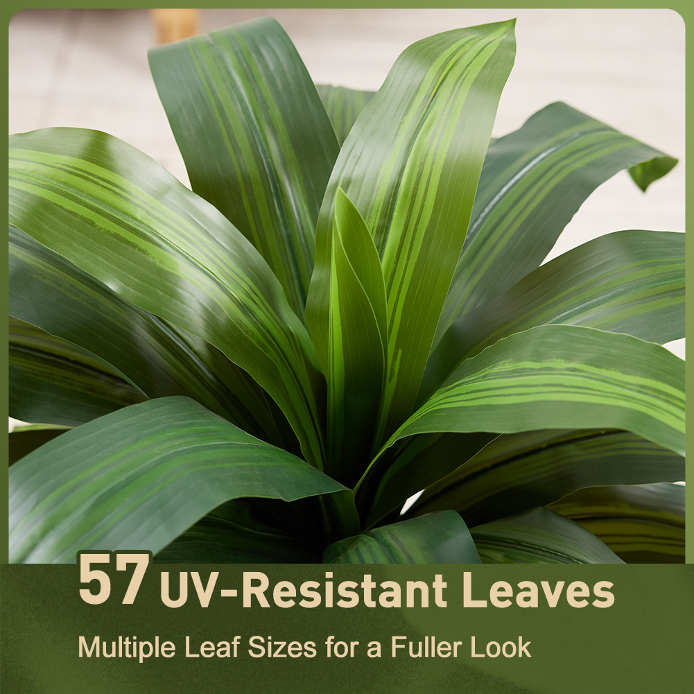 VeriNatural 5/6FT Artificial Dracaena Tree UV Resistant with Black Taper Planter for Indoor & Outdoor  (VN127)