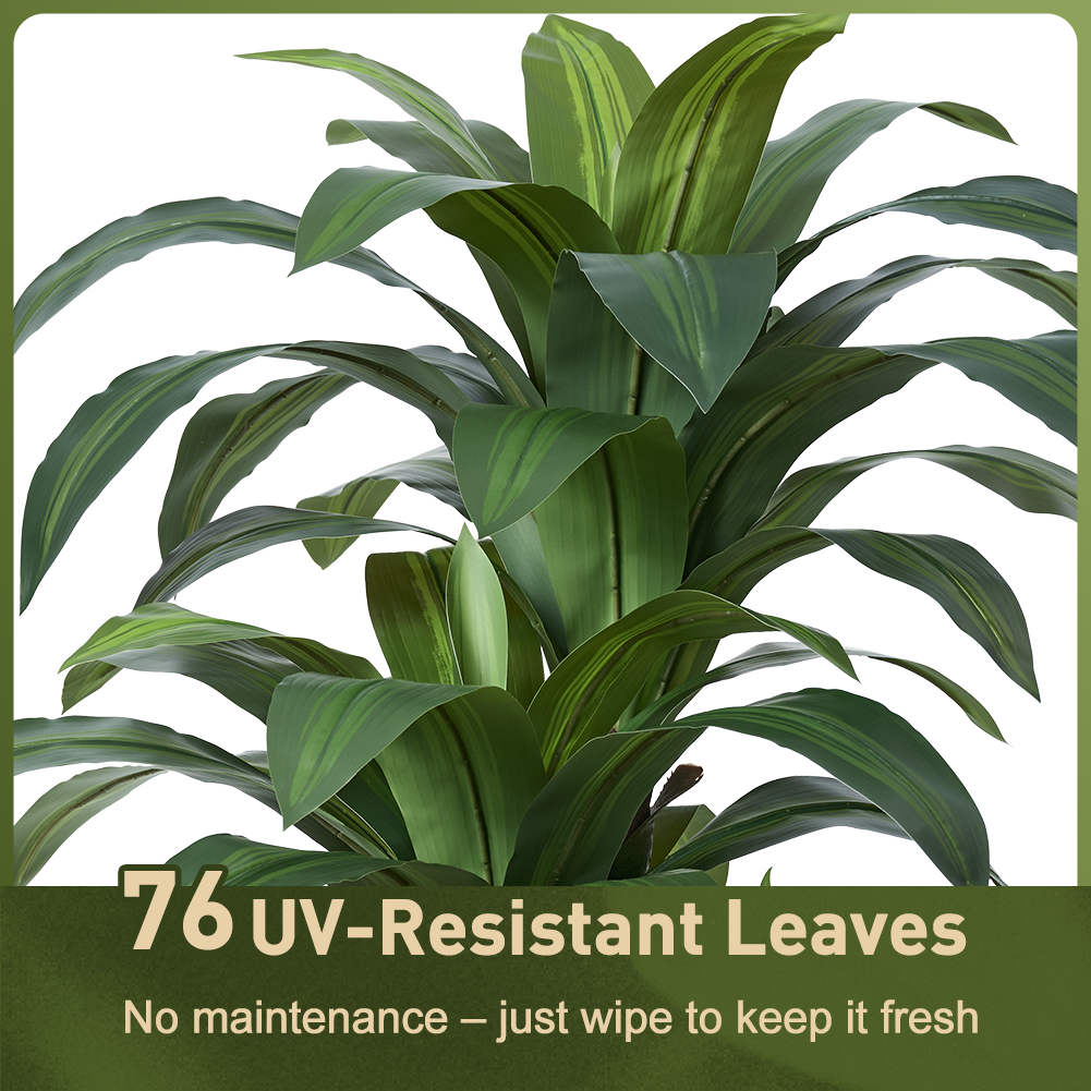VeriNatural 5/6FT Artificial Dracaena Tree UV Resistant with Black Taper Planter for Indoor & Outdoor  (VN127)