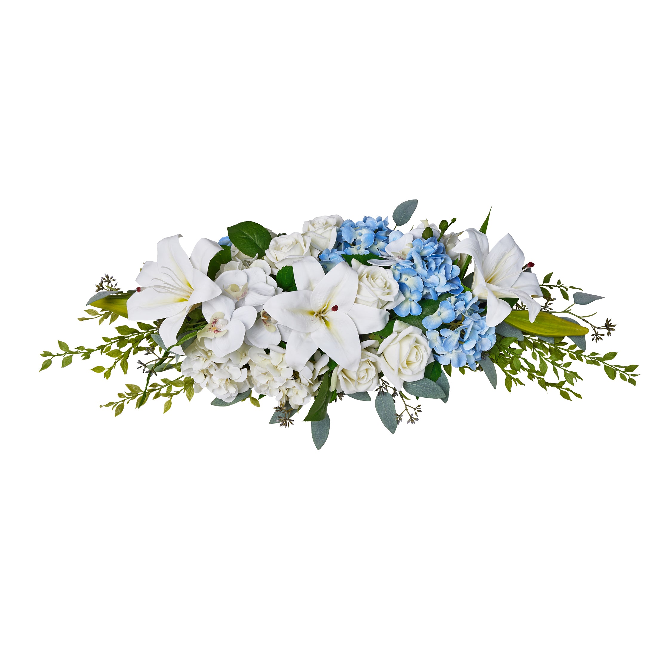 VeriNatural 36 in Artificial Wedding Arch Flowers – Blue & White Floral Swag, Reusable Ceremony & Reception Backdrop Decor