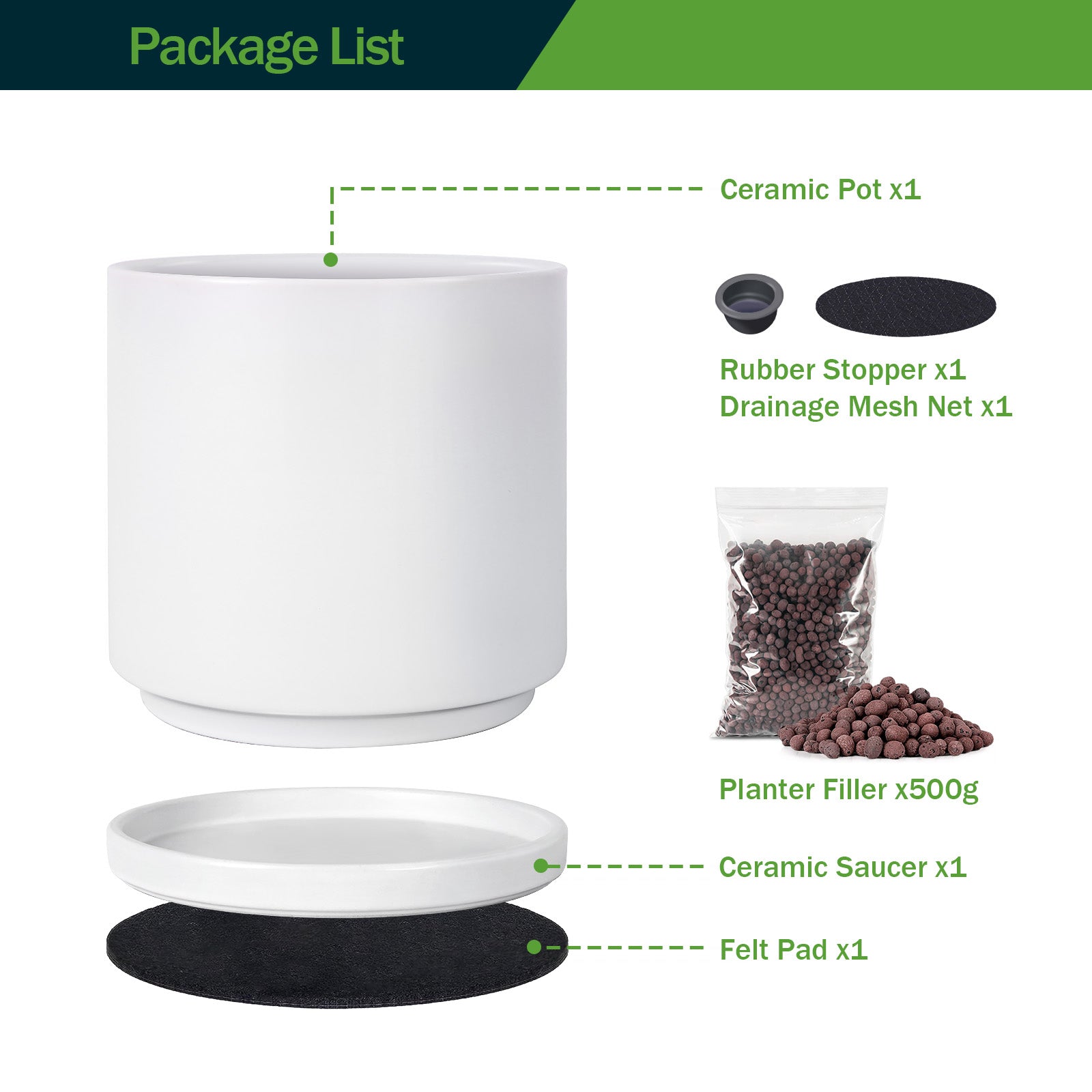 10 inch planter with drainage and saucer VeriNatural Modern Ceramic Planter with Drainage & Saucer