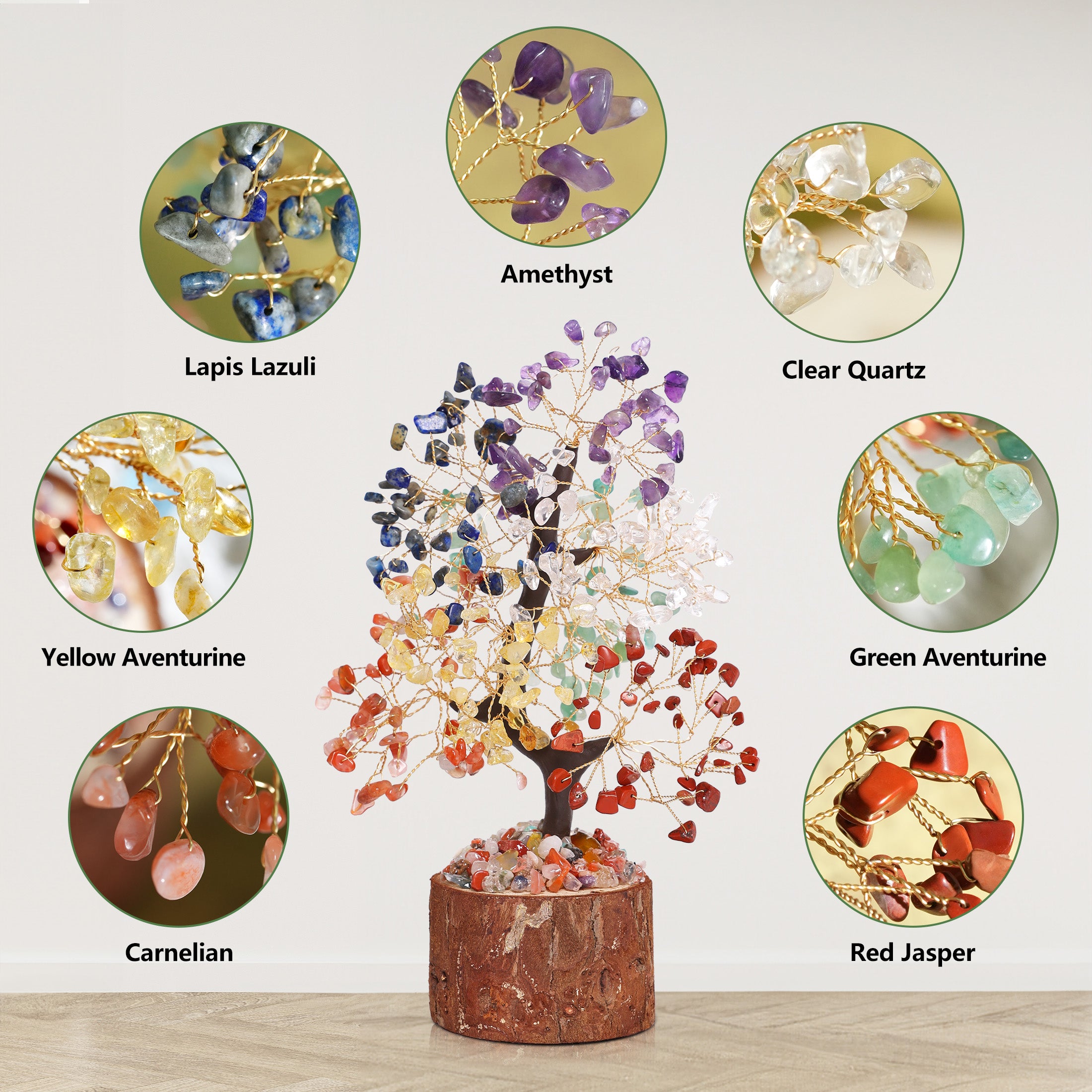 7 Chakra Healing Crystal Tree of Life – Handmade Gift for Women, Mom & Her | Good Luck Decor for Home & Office