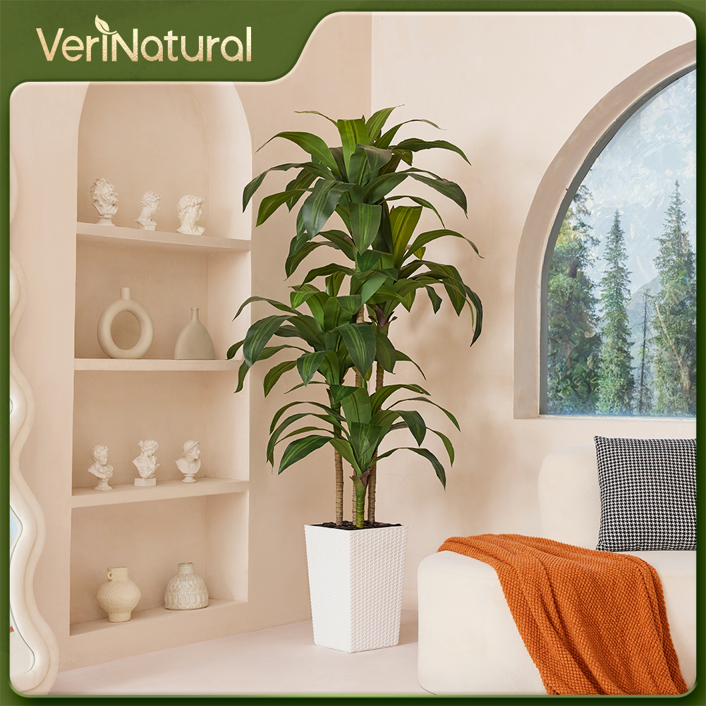 VeriNatural 5/6FT Artificial Dracaena Tree UV Resistant with Black Taper Planter for Indoor & Outdoor  (VN127)