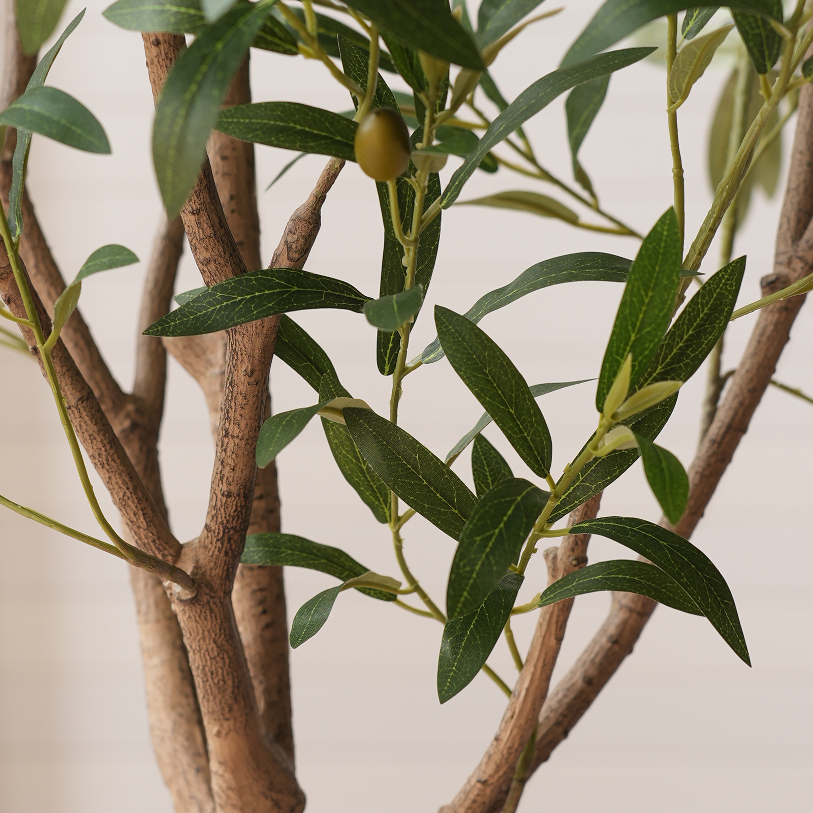 VeriNatural 5FT Artificial Olive Tree with Remote LED Spotlights – Realistic Faux Olive Tree in White Planter for Indoor Home, Living Room, Bedroom & Office Decor (VN214)