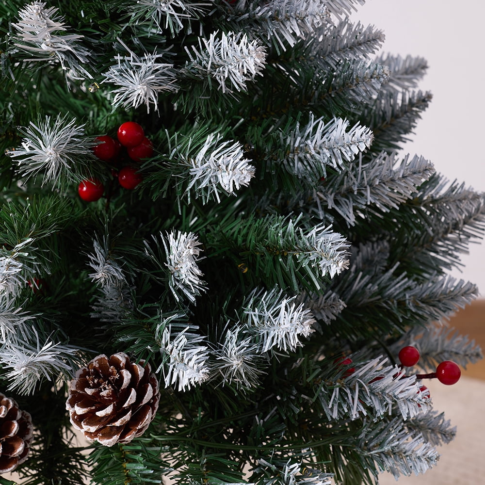 DR.Planzen 2FT Pre-Lit Mini Christmas Tree, Artificial Snow Flocked Christmas Tree, Small Christmas Tree - 50 LED Warm White & Multicolor Lights, 8 Modes - for Home Office Decor