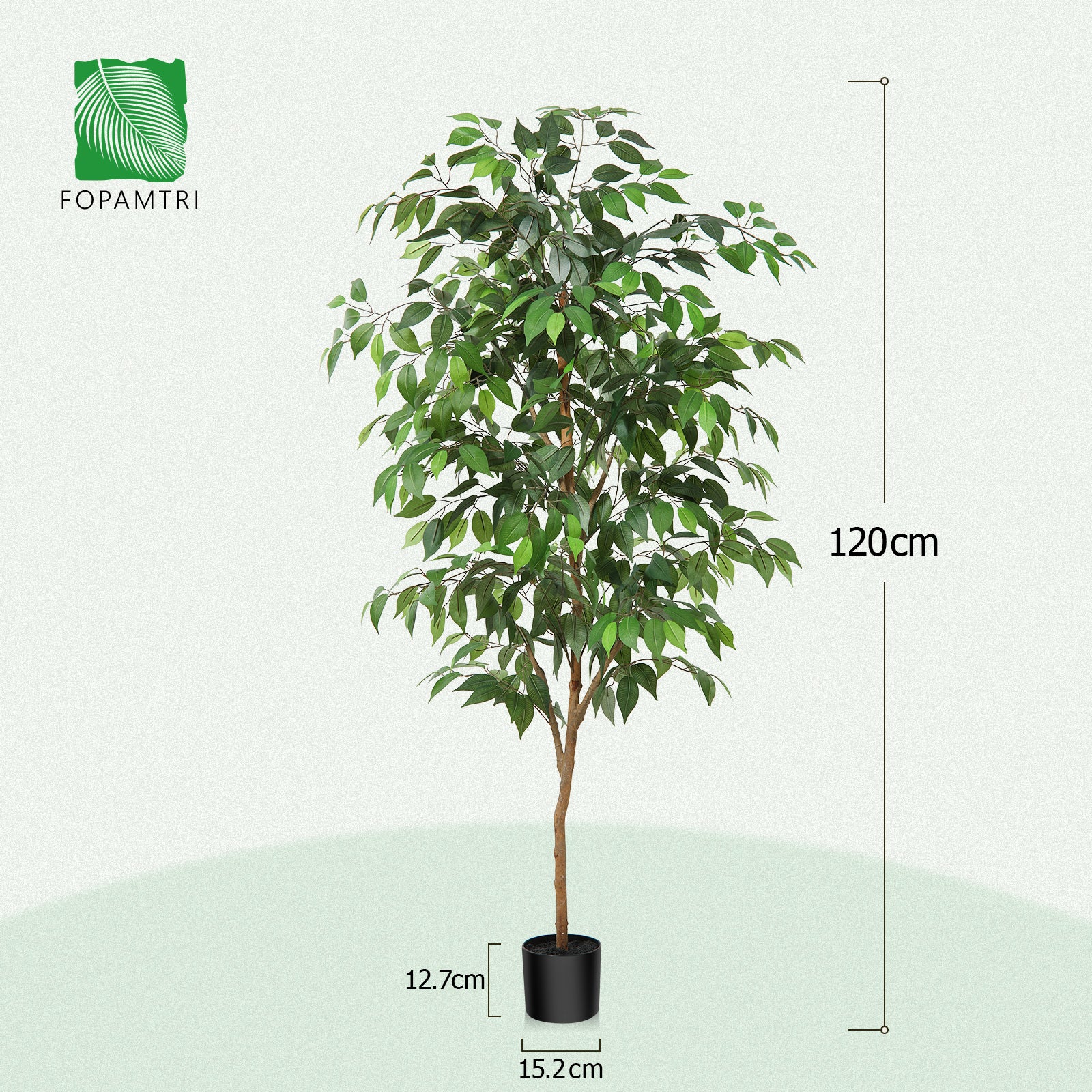 Fopamtri Artificial Ficus Plant 150 cm Large Fake Plants Indoor with Natural Wood Trunk, Fake Potted Ficus Tree for Home Bedroom Office Balcony Garden Decorations (1 Pack)