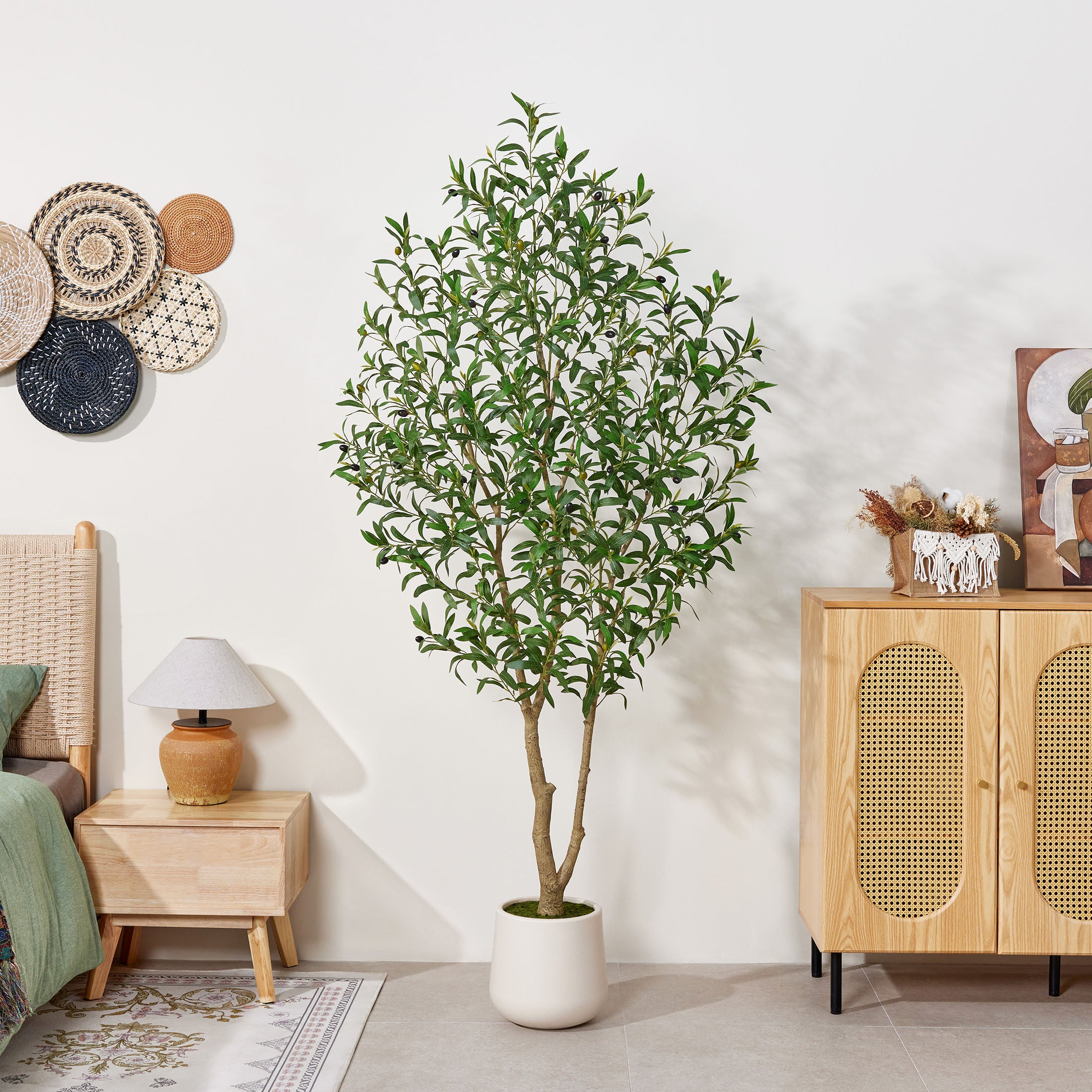 VeriNatural 5/6/7FT Artificial Olive Tree – Realistic Faux Indoor Plant with White Planter, Tall Fake Tree for Home, Office & Living Room Decor(VN256)