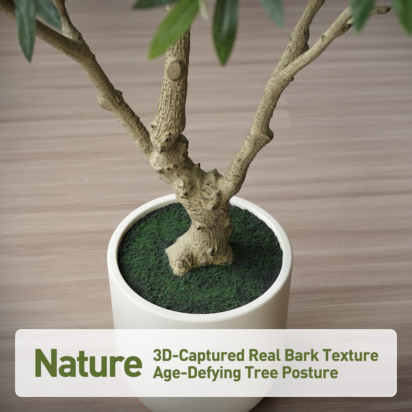 VeriNatural 8FT Artificial Olive Tree  Lifelike Faux Plant with White Planter | No Maintenance Decor(VN224)