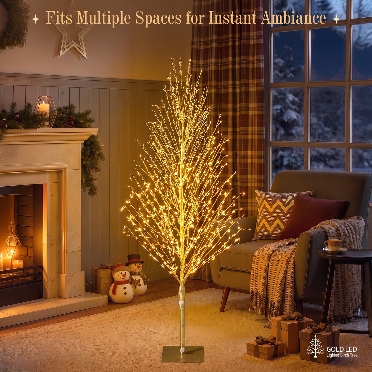 VeriNatural 4FT/5FT/6FT Pre-Lit Twisted LED Christmas Tree – Golden Warm White Spiral Tree with Breathing Flash, Indoor & Outdoor Holiday Decor