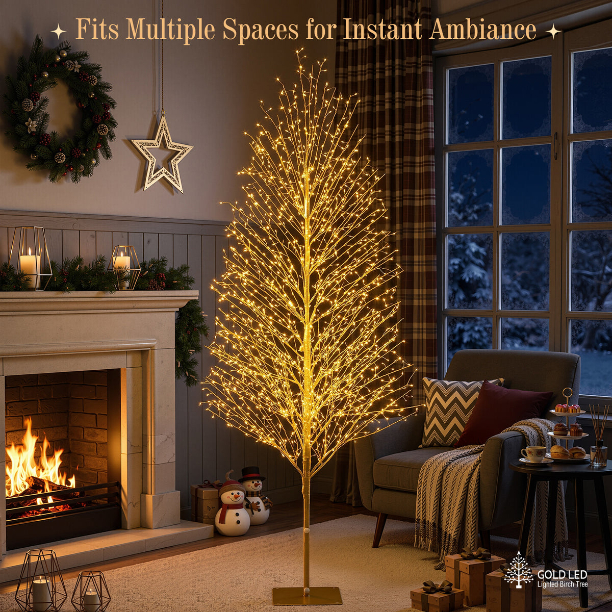 VeriNatural 4FT/5FT/6FT Pre-Lit Twisted LED Christmas Tree – Golden Warm White Spiral Tree with Breathing Flash, Indoor & Outdoor Holiday Decor