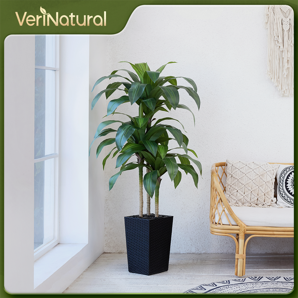 VeriNatural 5/6FT Artificial Dracaena Tree UV Resistant with Black Taper Planter for Indoor & Outdoor  (VN127)