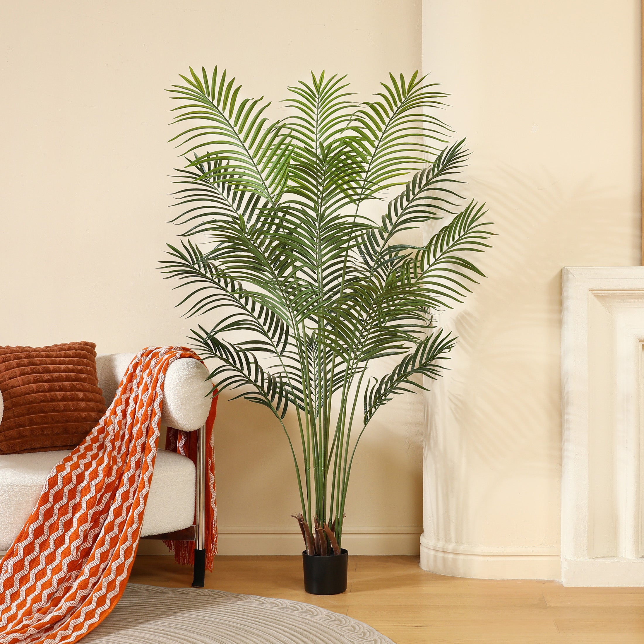 VeriNatural Artificial Palm Plant 4.6/5.3FT Fake Tropical Palm Tree, Perfect Faux Dypsis Lutescens Plants in Pot for Indoor Outdoor House Home Office Garden Modern Decoration Housewarming Gift,2Pcs