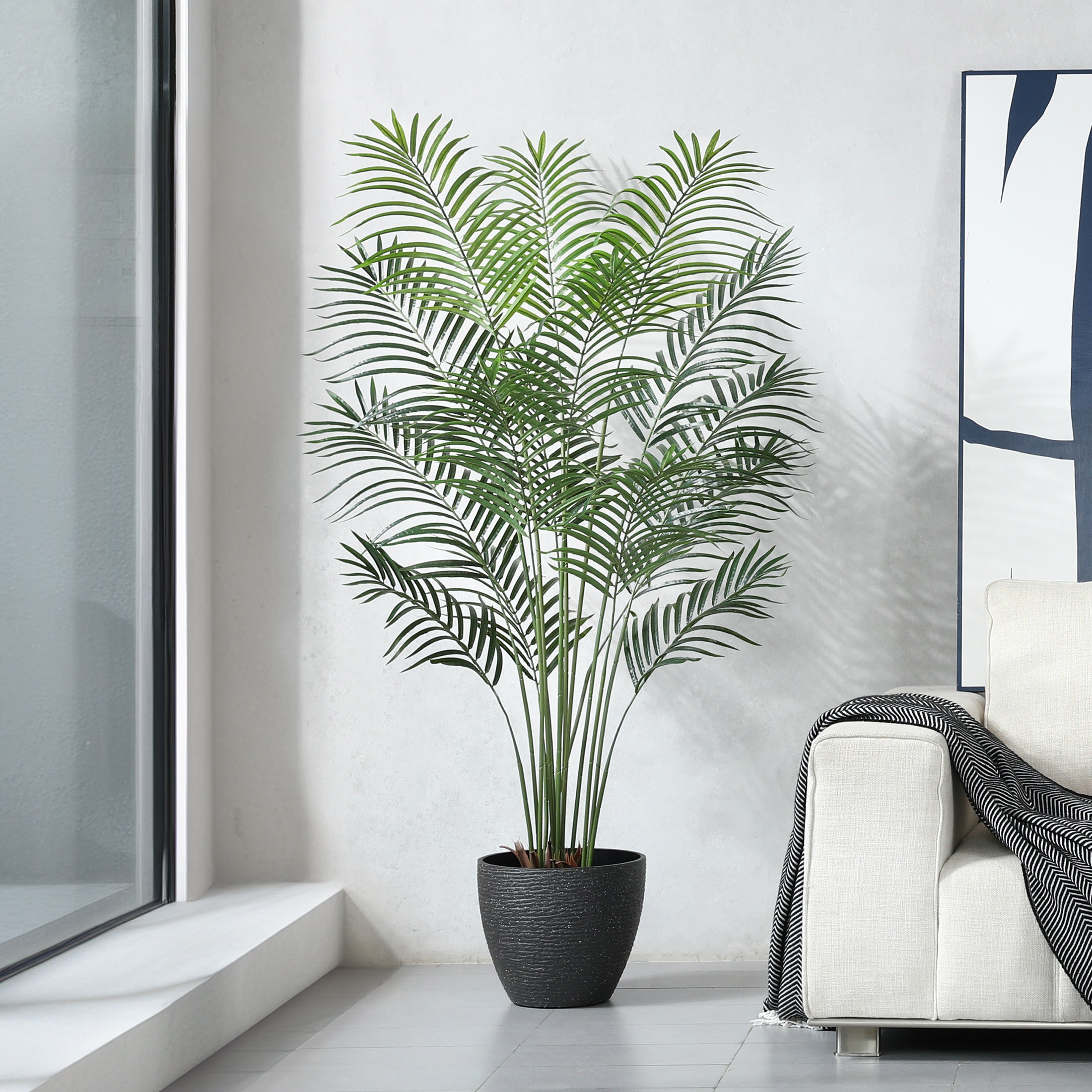 VeriNatural Artificial Palm Plant 4.6/5.3FT Fake Tropical Palm Tree, Perfect Faux Dypsis Lutescens Plants in Pot for Indoor Outdoor House Home Office Garden Modern Decoration Housewarming Gift,2Pcs