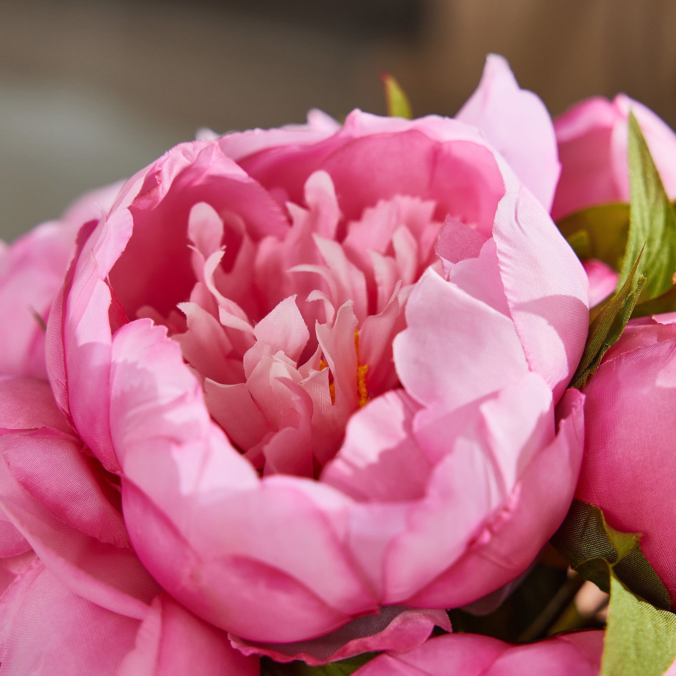 VeriNatural 12” Artificial Peony in Vase with Faux Water, Peach-Red or Purple-Red Silk Arrangement, 9-10 Blooms, 82 Leaves, 9 Stems, Home & Office Decor
