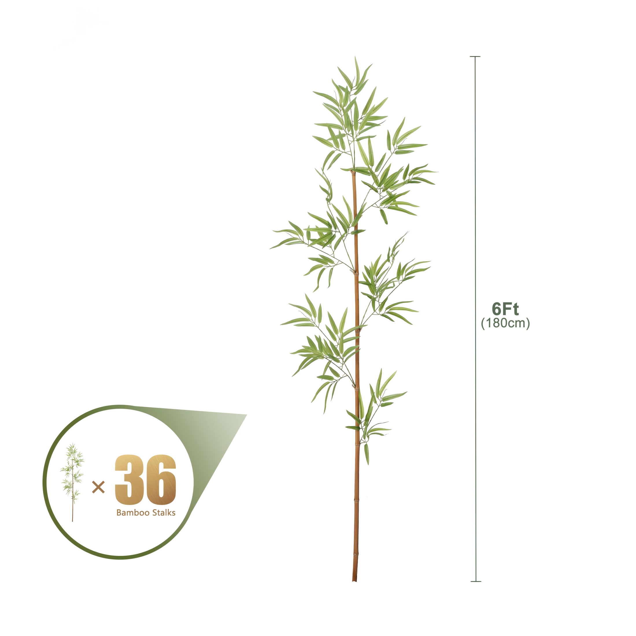 VeriNatural 5/6/7FT Artificial Bamboo Tree, 15/24/36-Stem Faux Bamboo Plant with Natural Stalks, UV Resistant, Lifelike Indoor & Outdoor Greenery (VN144)