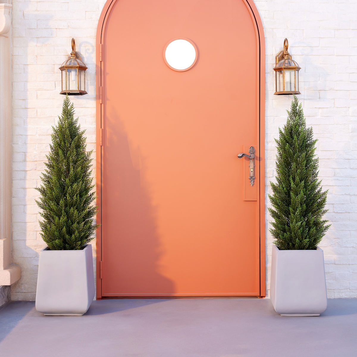 2-Pack Artificial Cedar Topiary Trees, 3FT/4FT/5FT Tall Faux Cypress Plants for Outdoor Indoor, Realistic Front Porch