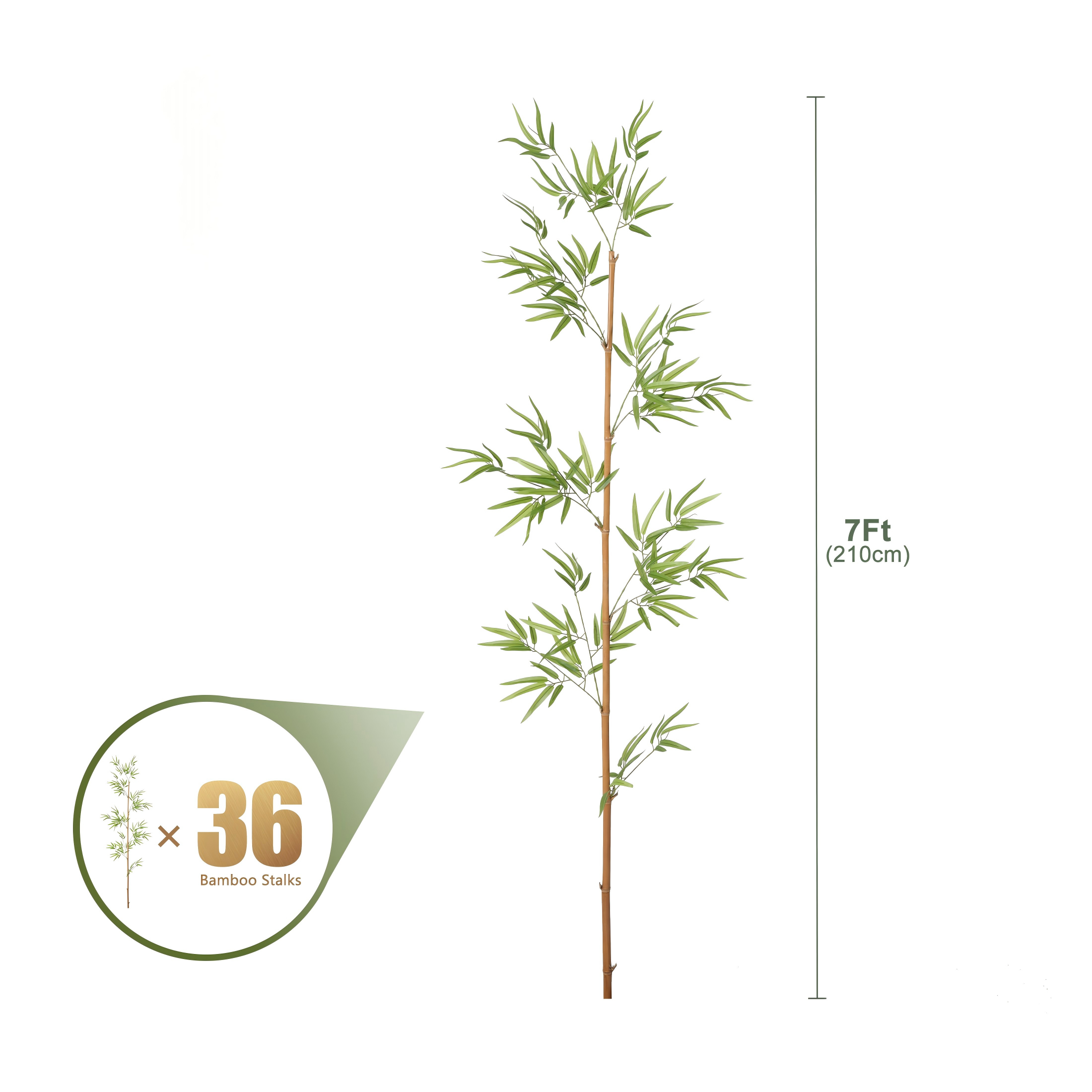 VeriNatural 5/6/7FT Artificial Bamboo Tree, 15/24/36-Stem Faux Bamboo Plant with Natural Stalks, UV Resistant, Lifelike Indoor & Outdoor Greenery (VN144)