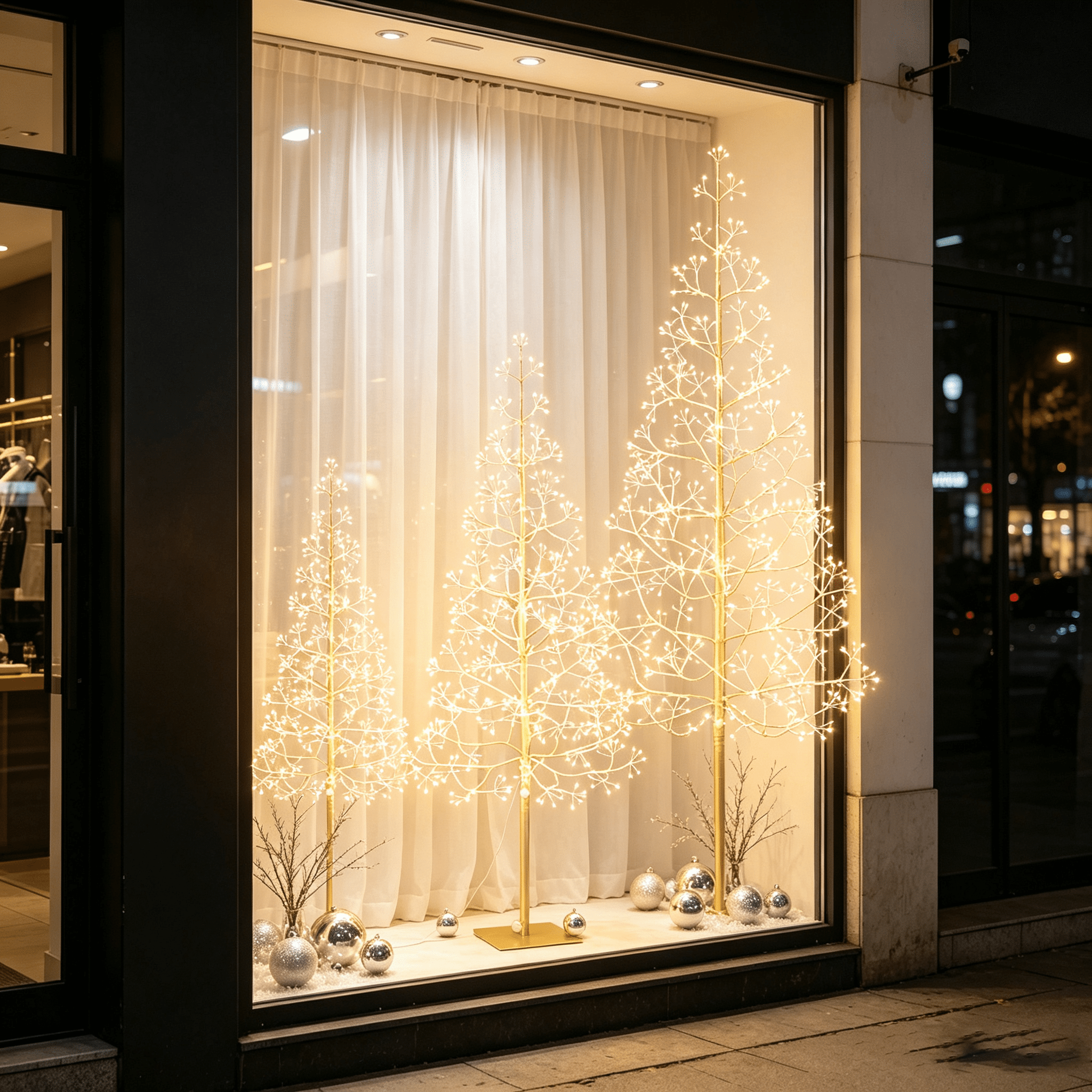 DR.Planzen 3-Piece Pre-Lit Starburst Gold Artificial Christmas Tree Set| Slim Design, Metal Base, 4&5&6ft Indoor/Outdoor Holiday Decor
