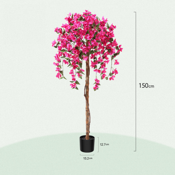 VeriNatural 4/5FT Pink Silk Bougainvillea Tree  Realistic Faux Plant for Indoor & Outdoor Decor Artificial Tree with Stand