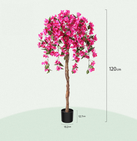 VeriNatural 4/5FT Pink Silk Bougainvillea Tree  Realistic Faux Plant for Indoor & Outdoor Decor Artificial Tree with Stand