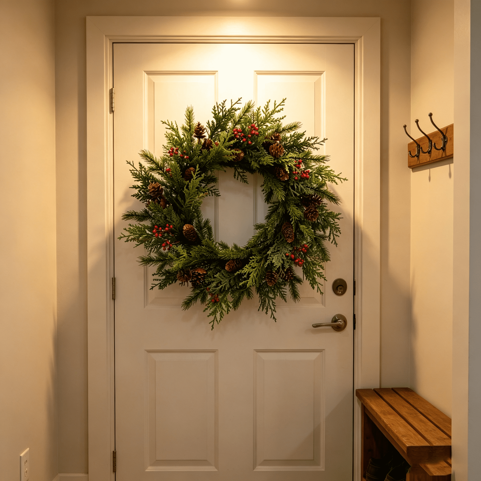 DR.Planzen 26" Artificial Pine & Berry Centerpiece in Brown Ring Base, Realistic PE Foliage with Red Berries & Pine Cones for Indoor Tabletop Holiday Decor