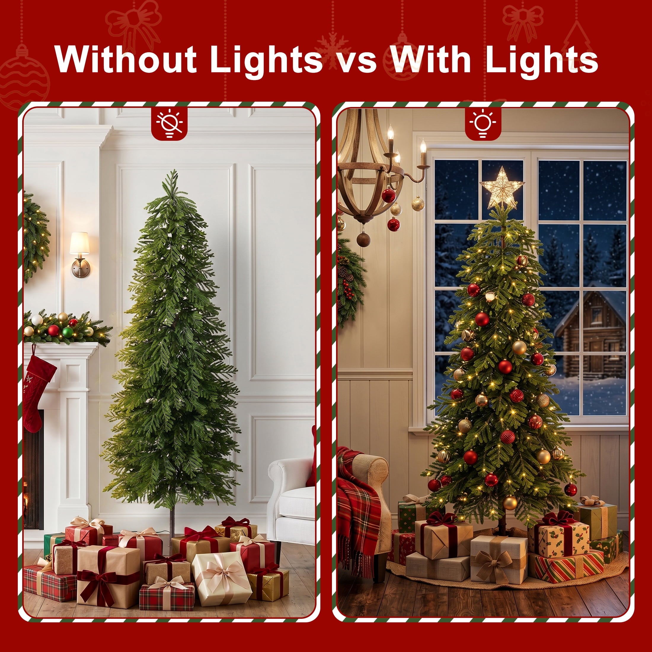 DR.Planzen 6ft Pre-Lit Artificial Norfolk Pine Tree with Metal Stand, 170 Warm White LED Lights, 3-Piece Assembly Faux Tree in Coffee Pot for Indoor Home & Office Decor