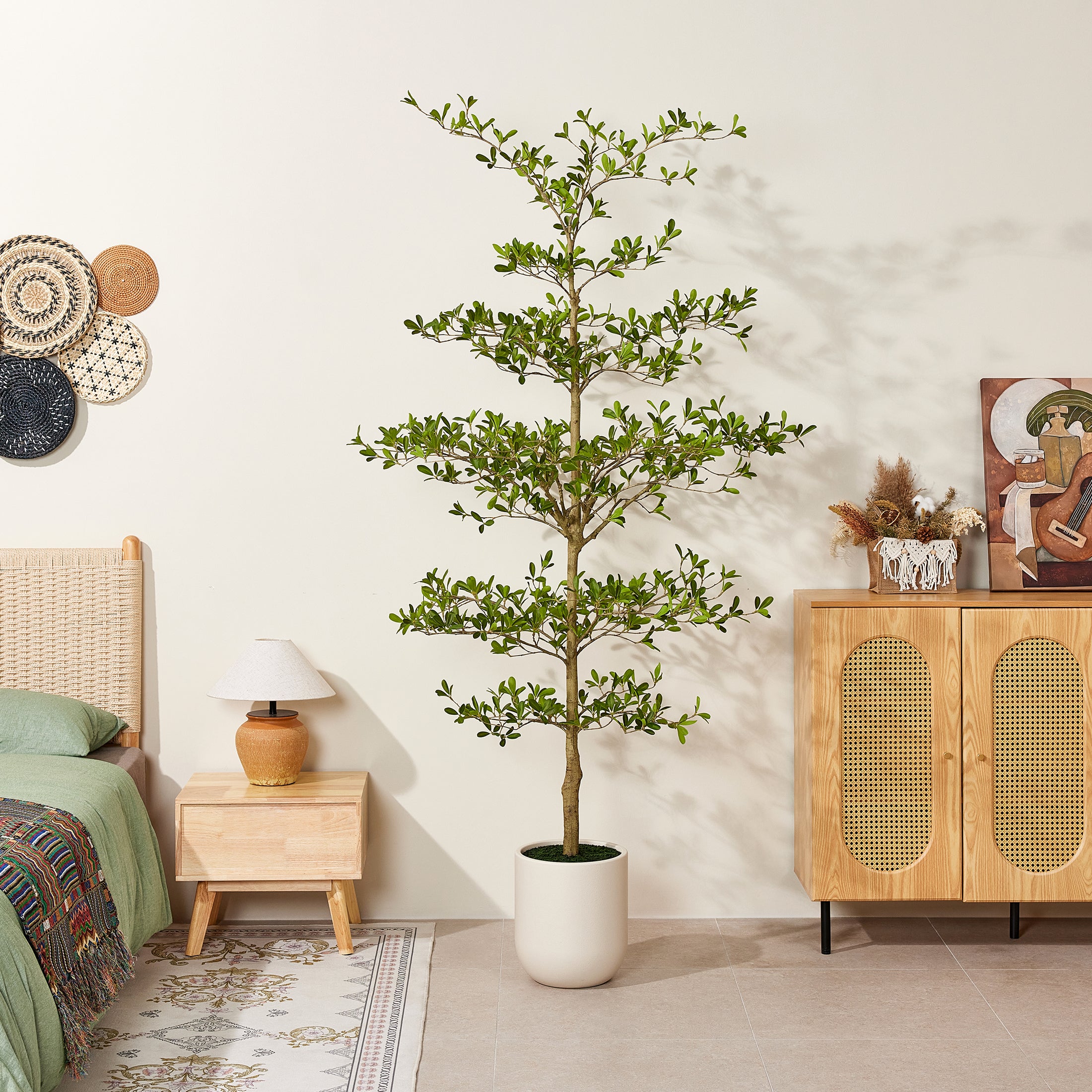 VeriNatural Artificial Black Olive Tree 7/8/9/10FT with White Planter, Faux Olive Tree for Indoor Outdoor Home Decor & Housewarming Gift(VN232)