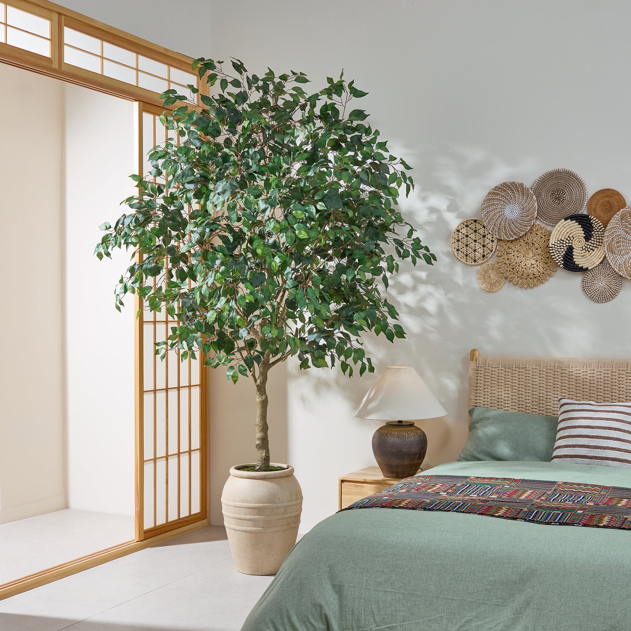 VeriNatural 8/9FT Artificial Ficus Tree with Planter | Large Realistic Faux Indoor Tree for Home, Office & Living Room Decor (VN301)