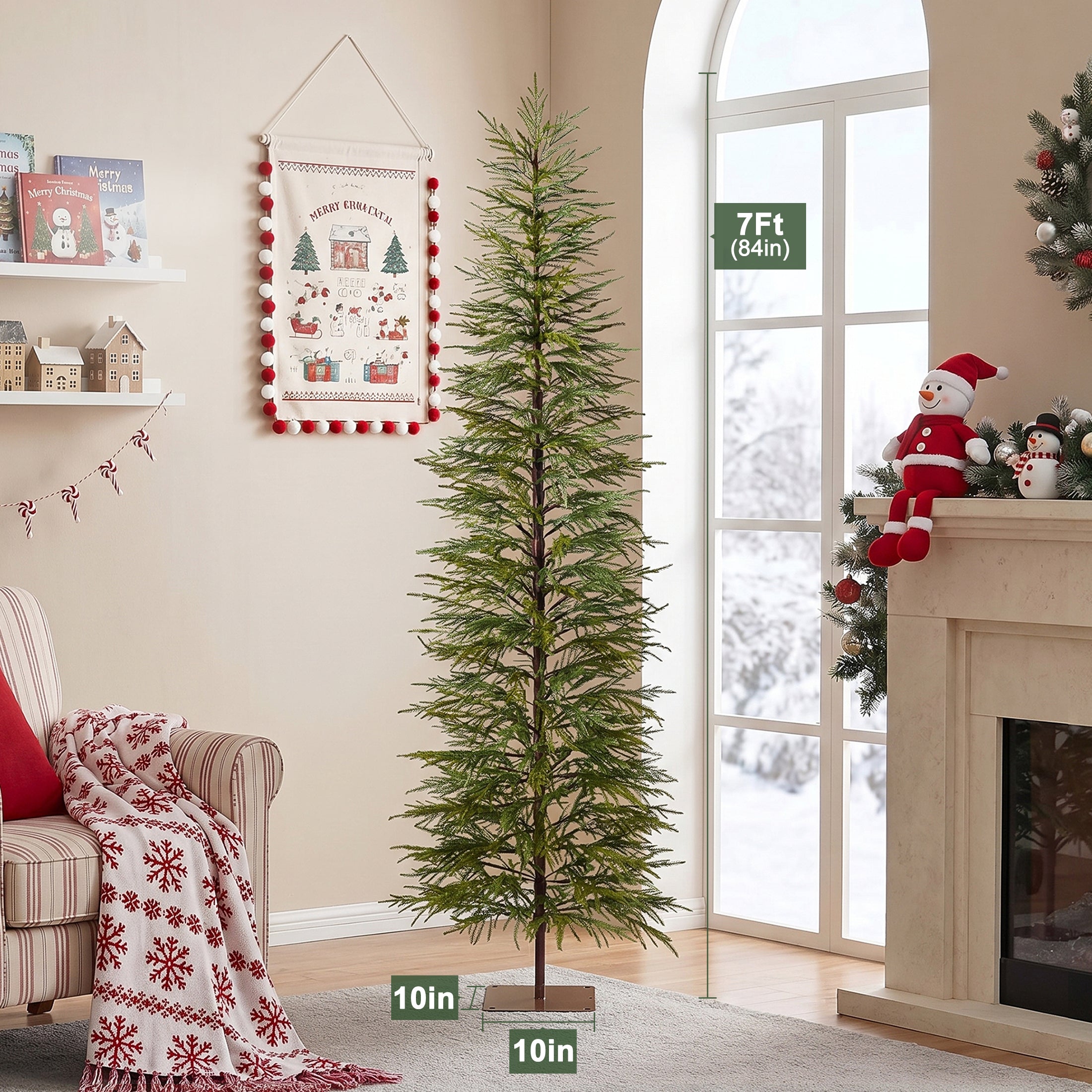 VeriNatural 5/6/7FT Artificial Green Cypress Christmas Tree, Full-Bodied Holiday Tree with Pre-Lit or Unlit Options, Metal Stand, Indoor Xmas Decor