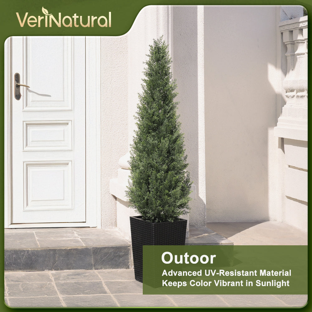 VeriNatural 4/5FT Artificial Cedar Tree with Black Taper Planter for Indoor & Outdoor（VN155）