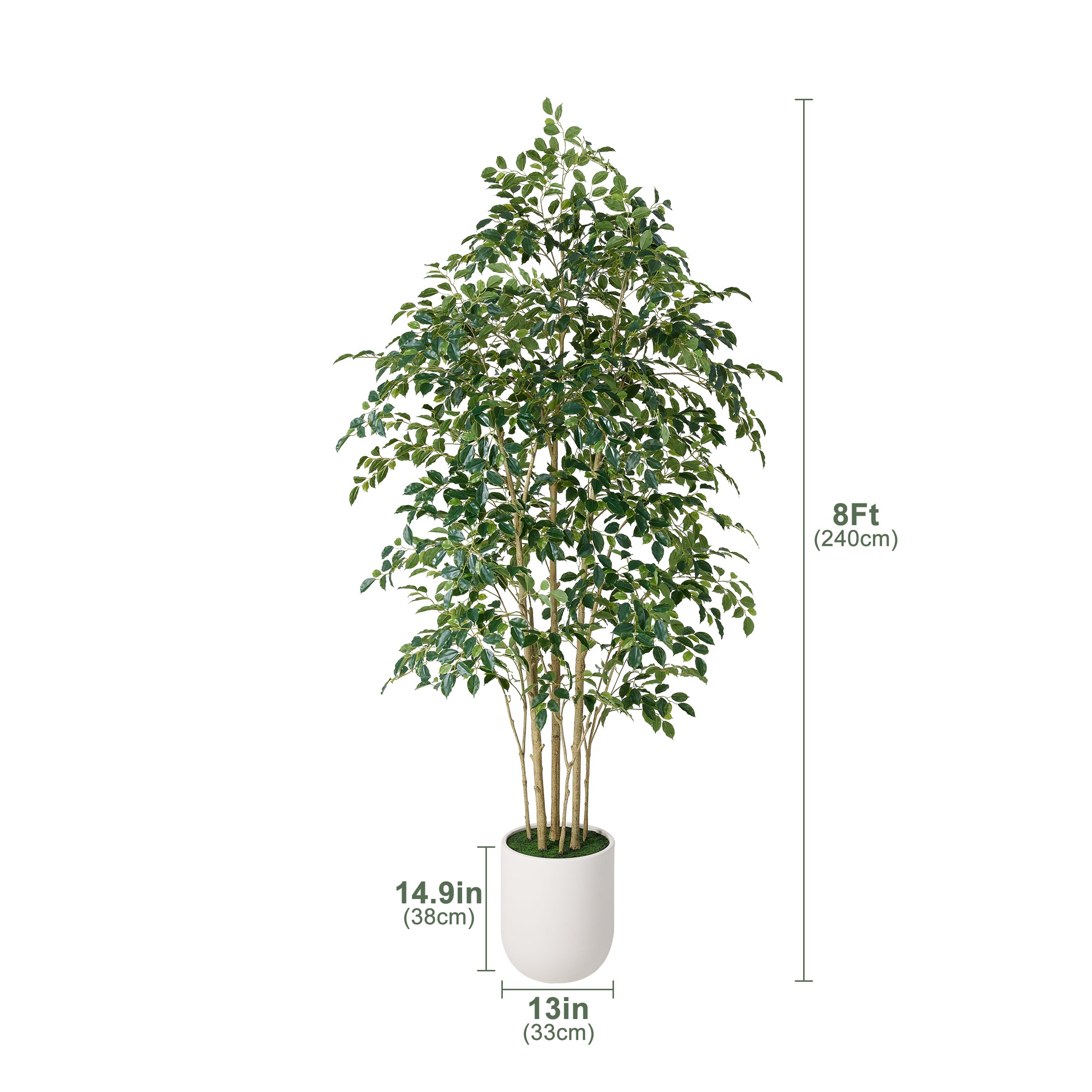 VeriNatural 6/7/8FT Artificial Ficus Tree – Realistic Faux Indoor Plant with White Planter, Floor Decor for Home & Office(VN233)