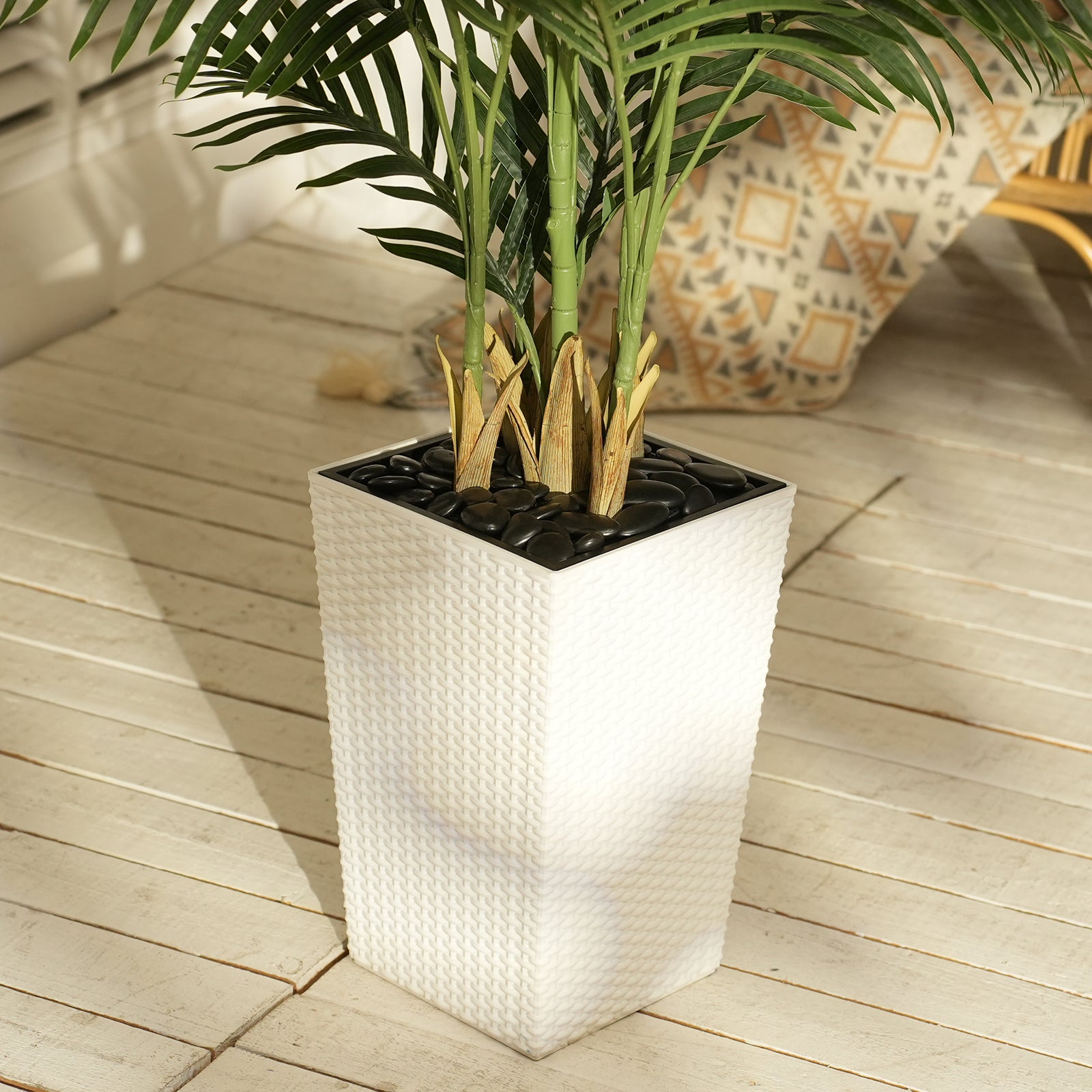VeriNatural 5/6FT Artificial Palm Tree UV Resistant with Black/White Taper Planter for Indoor & Outdoor（VN130）