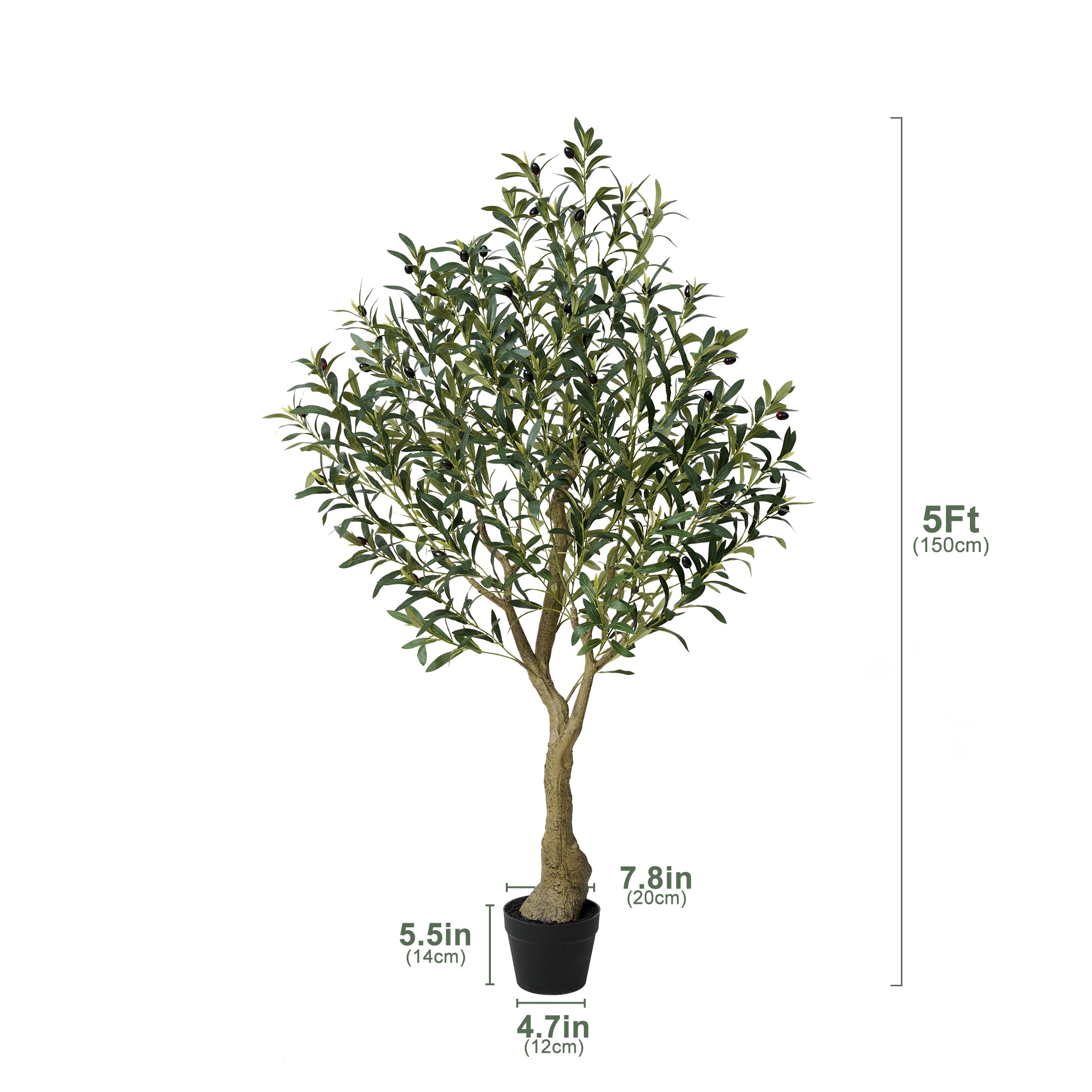 VeriNatural 5/6/7FT UV Resistant and Full-bodied Artificial Olive Tree with Black Planter for Indoor & Outdoor(VN154)