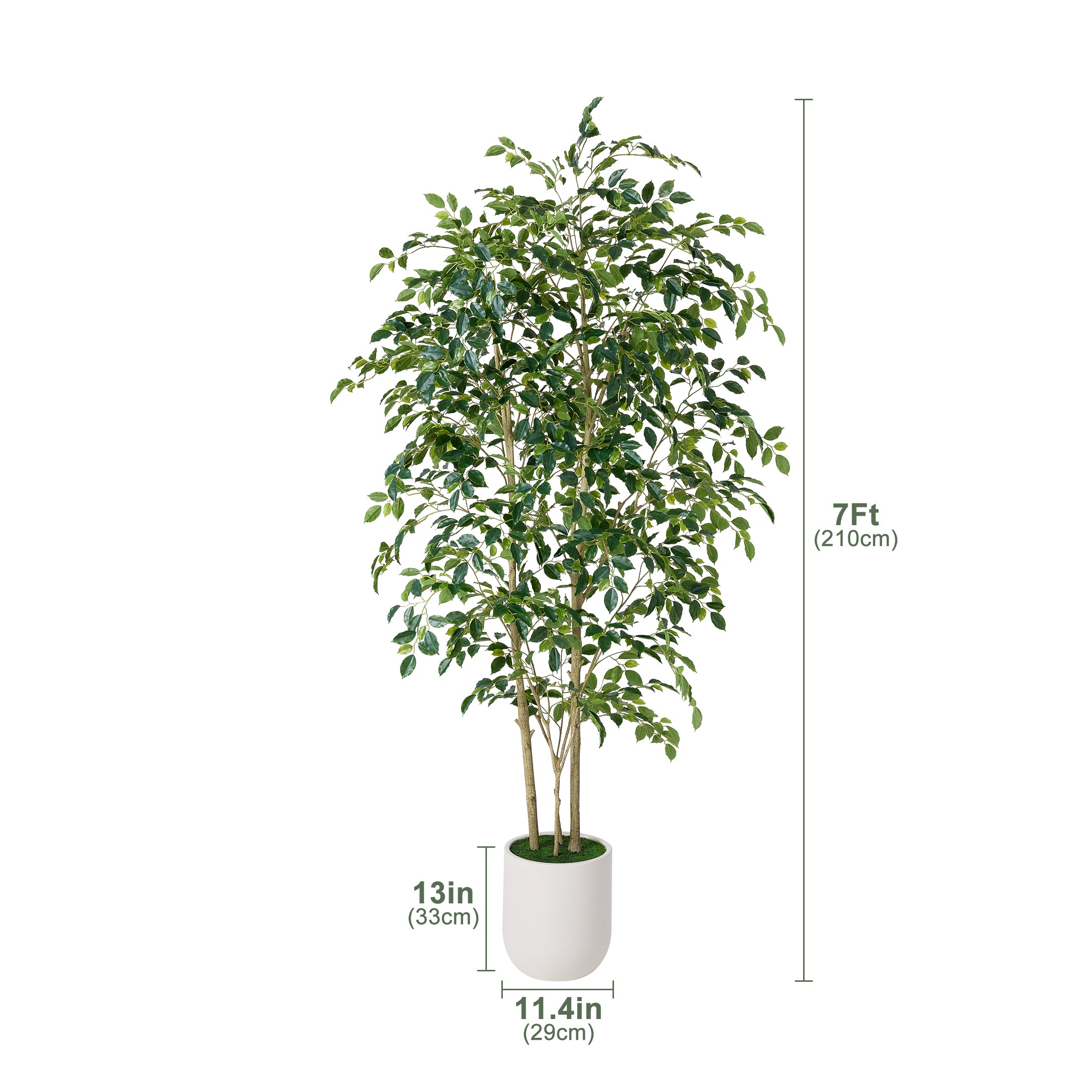 VeriNatural 6/7/8FT Artificial Ficus Tree – Realistic Faux Indoor Plant with White Planter, Floor Decor for Home & Office(VN233)