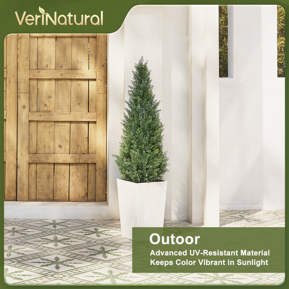 VeriNatural 4/5FT Artificial Cedar Tree with Black Taper Planter for Indoor & Outdoor（VN155）