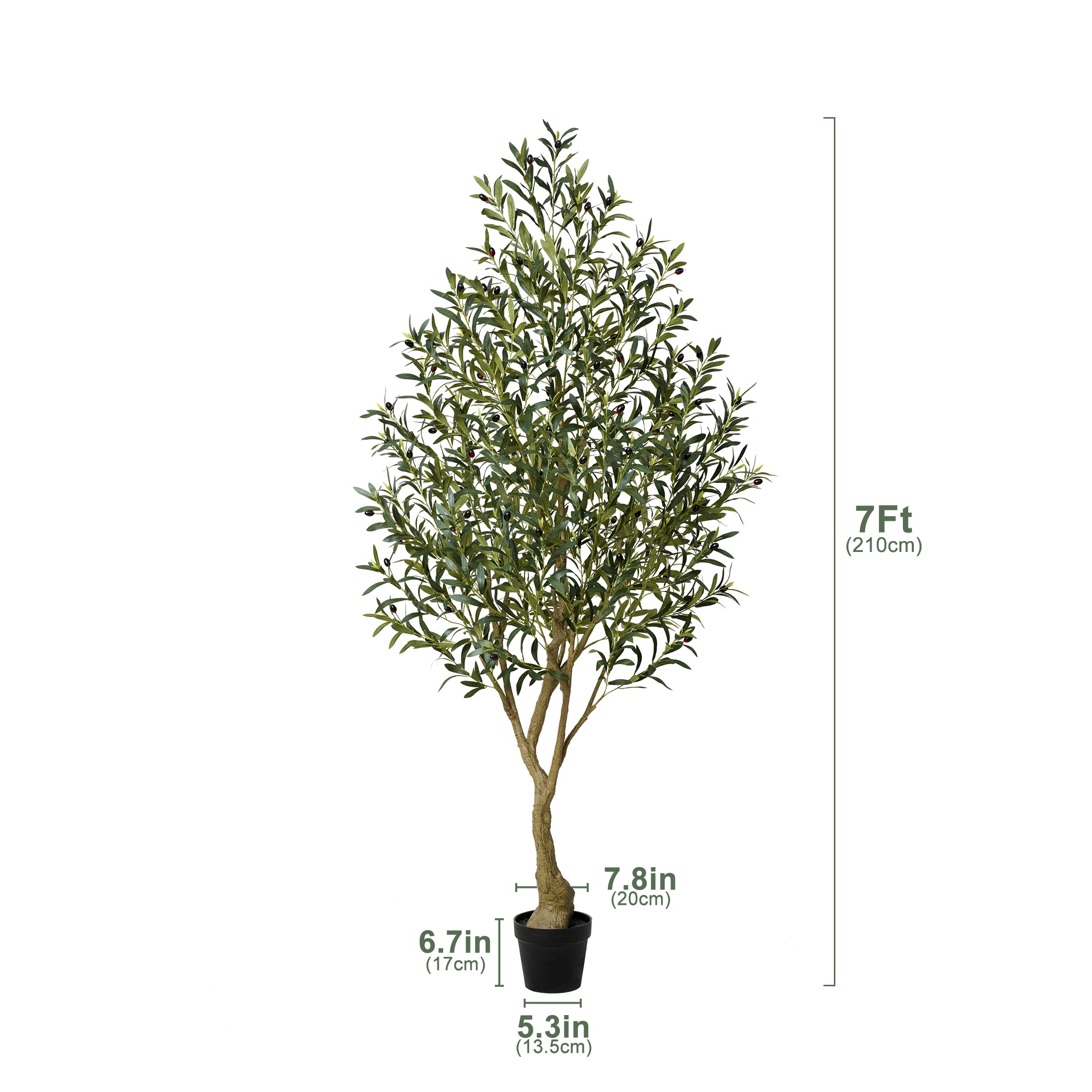 VeriNatural 5/6/7FT UV Resistant and Full-bodied Artificial Olive Tree with Black Planter for Indoor & Outdoor(VN154)