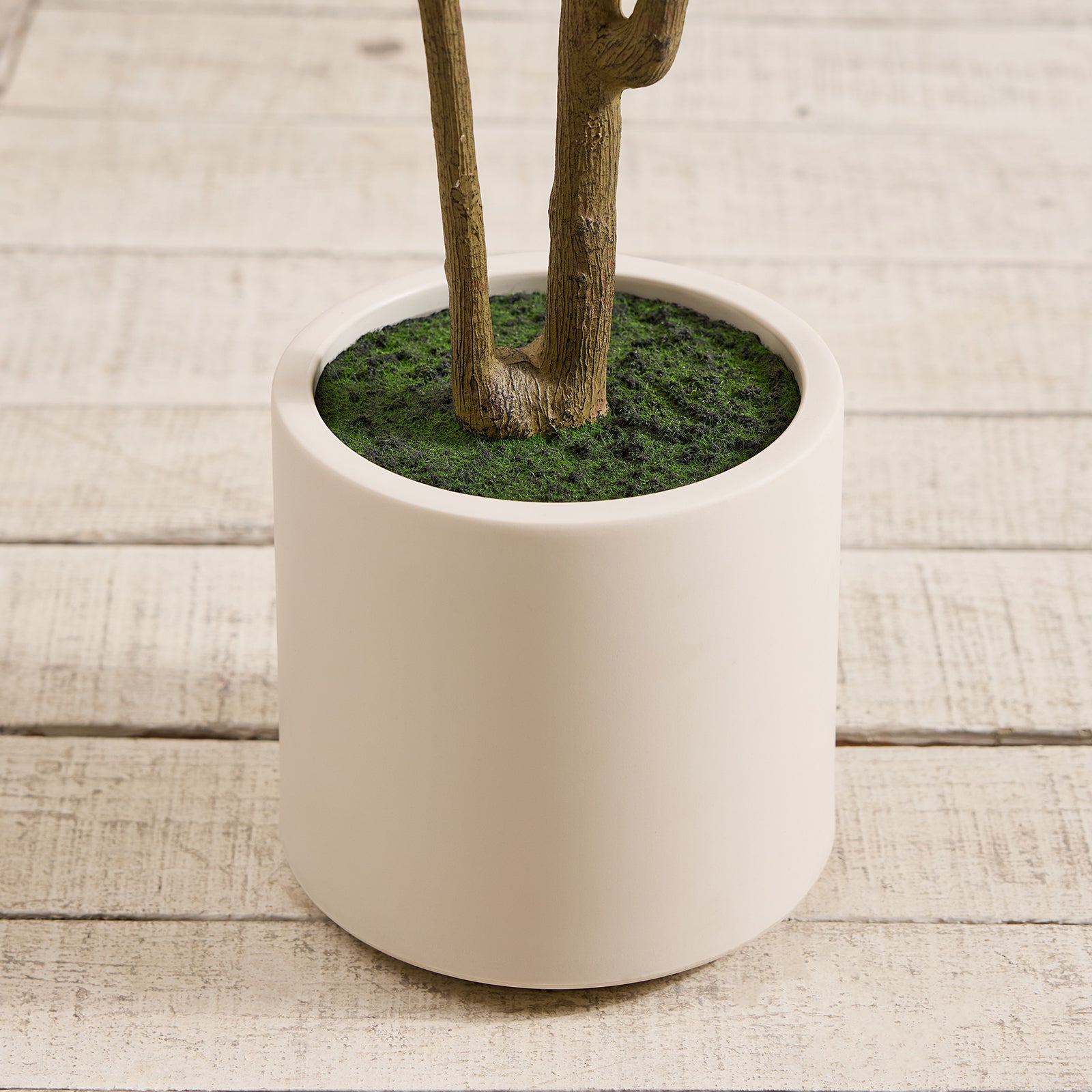 VeriNatural 5/6/7FT UV Resistant Artificial Olive Tree with 1365 Leaves in White Decorative Planter for Indoor & Outdoor（VN158）