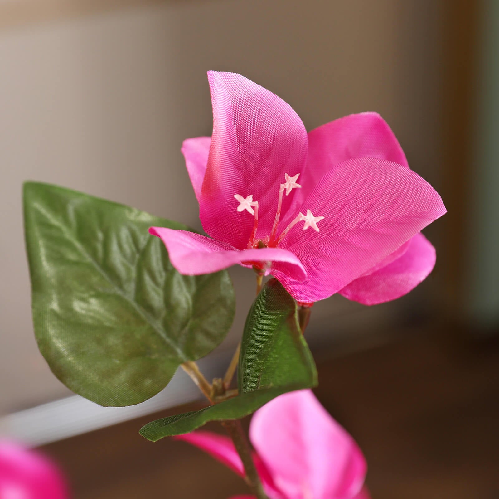 VeriNatural 6/7FT Artificial Bougainvillea with White/Brown Taper Planter for Indoor & Outdoor