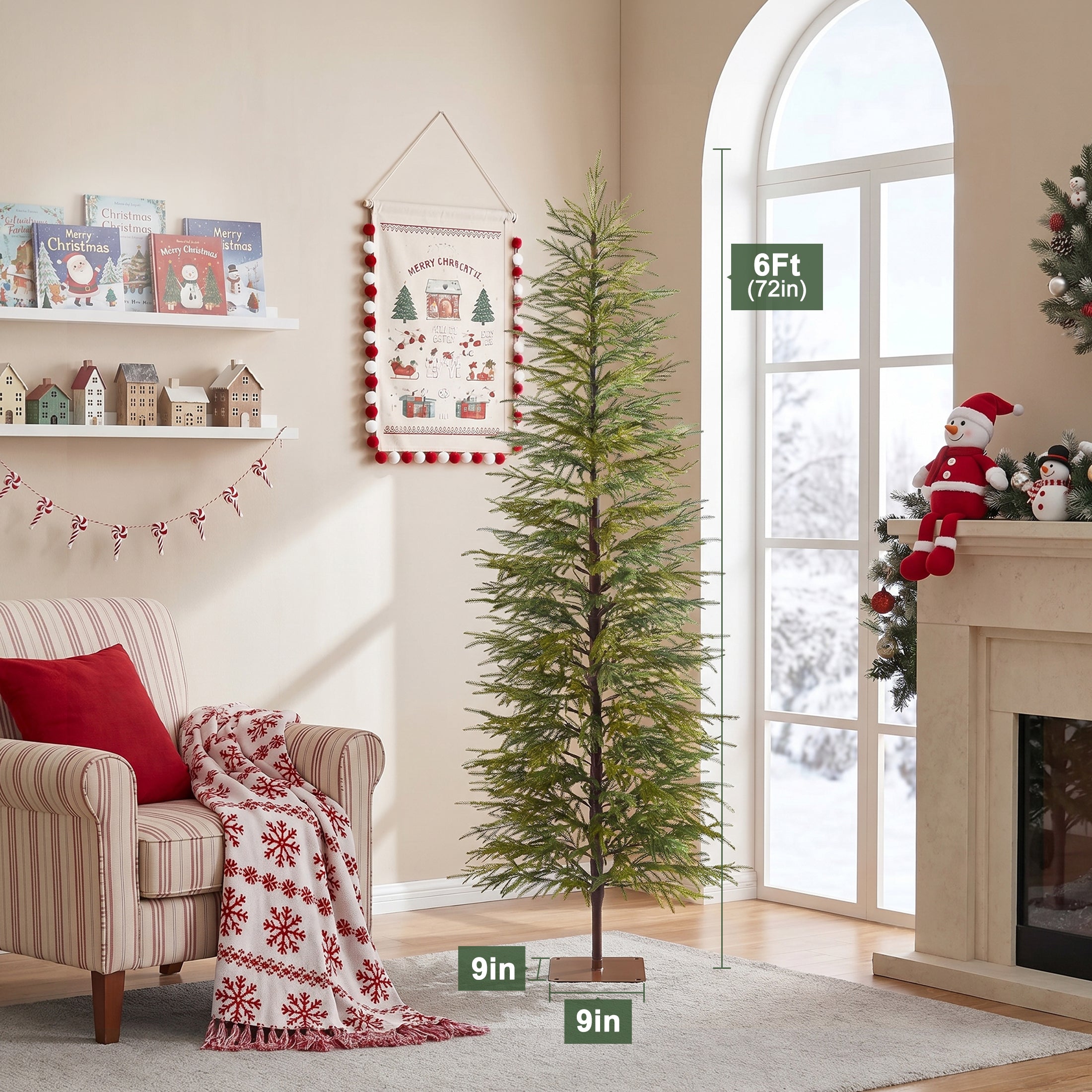 VeriNatural 5/6/7FT Artificial Green Cypress Christmas Tree, Full-Bodied Holiday Tree with Pre-Lit or Unlit Options, Metal Stand, Indoor Xmas Decor