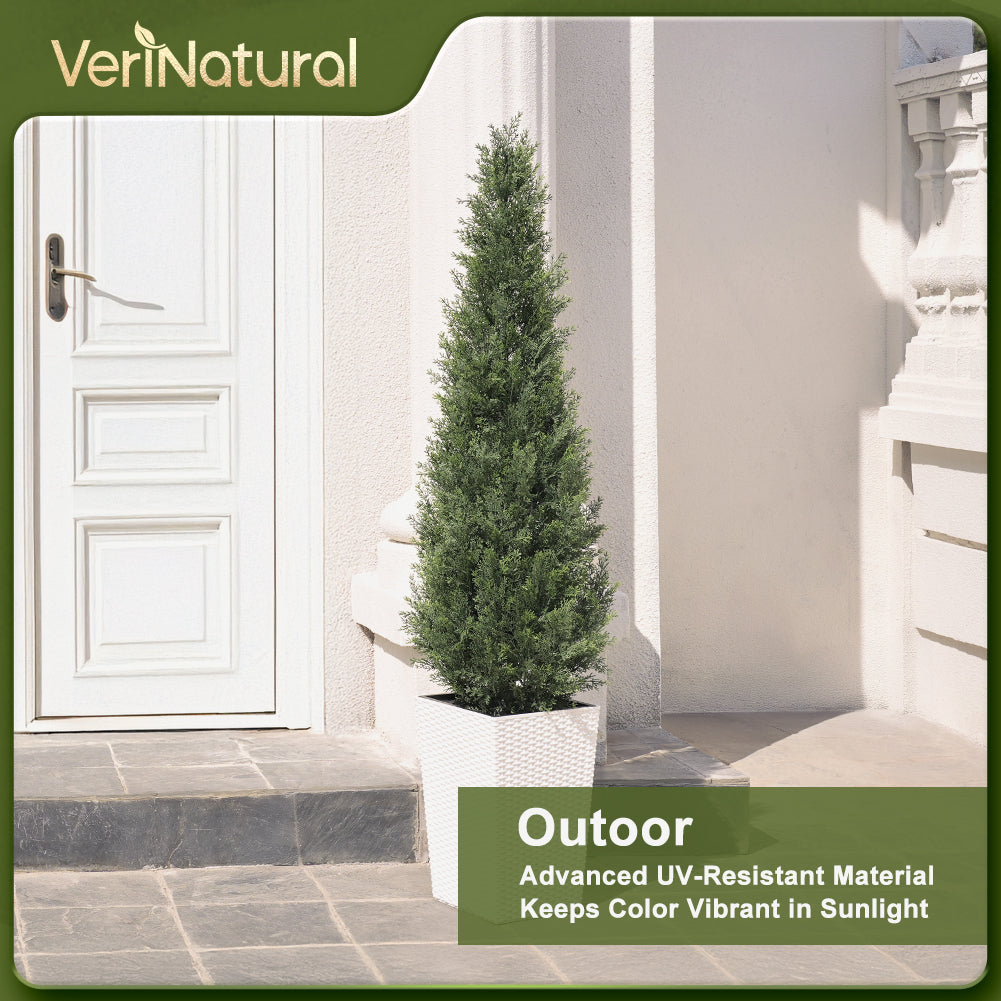VeriNatural 4/5FT Artificial Cedar Tree with Black Taper Planter for Indoor & Outdoor（VN155）
