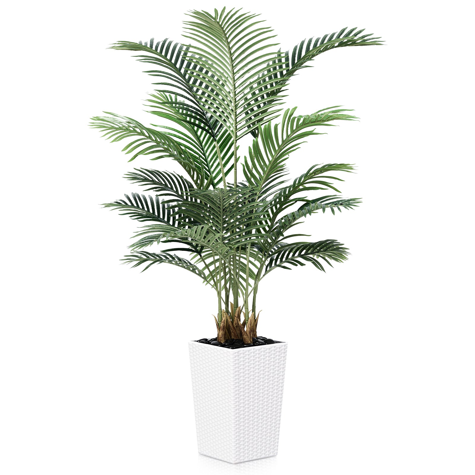 VeriNatural 5/6FT Artificial Palm Tree UV Resistant with Black/White Taper Planter for Indoor & Outdoor（VN130）