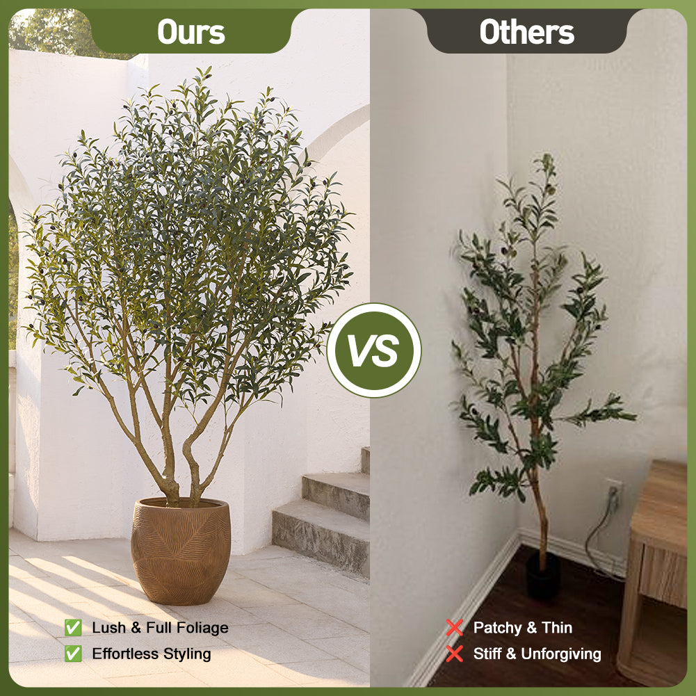 VeriNatural 6/7/8FT UV Resistant Artificial Olive Tree with Black Planter for Indoor & Outdoor （VN138）