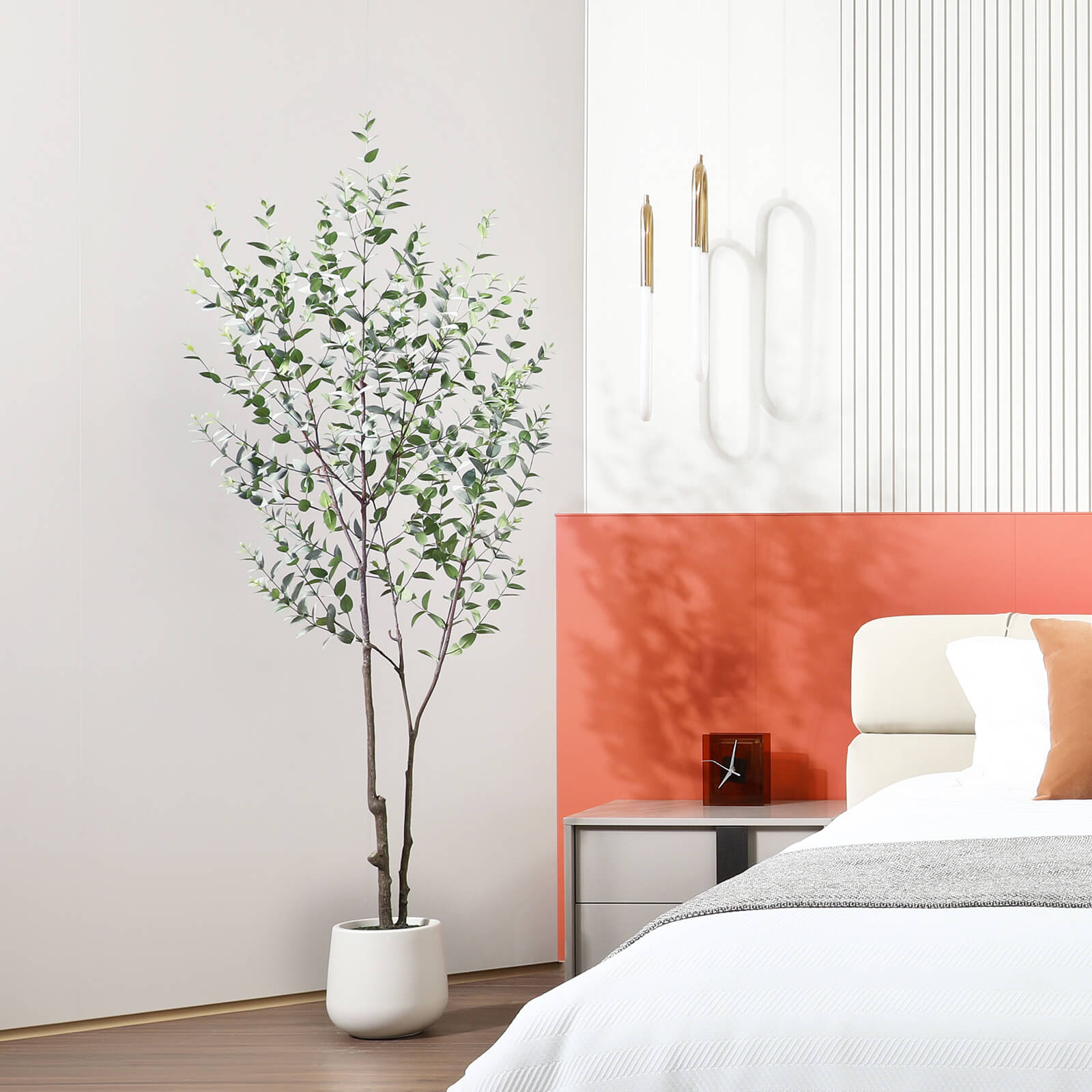 VeriNatural 6FT Artificial Eucalyptus with White Planter for Indoor