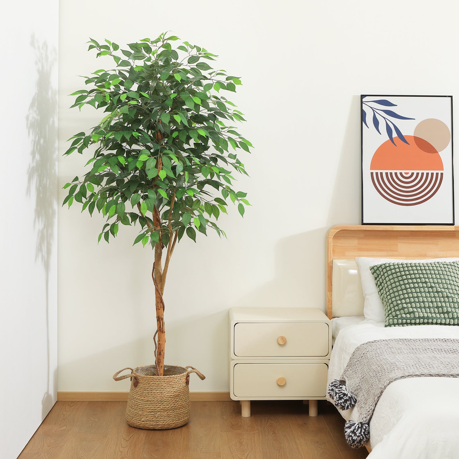 VeriNatural 6FT Faux Ficus Tree – Indoor Plant Decor with Natural Wood Trunk