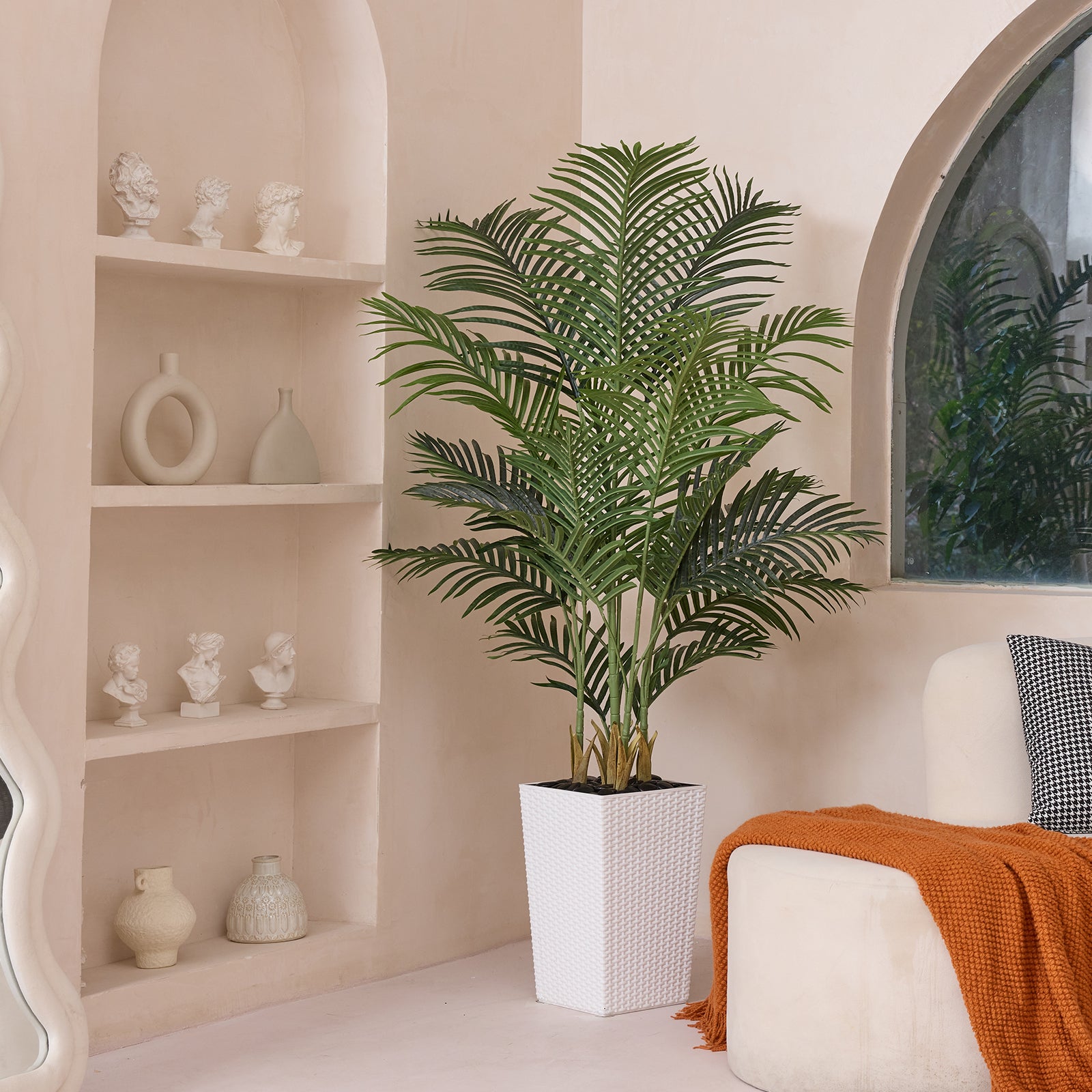 VeriNatural 5/6FT Artificial Palm Tree UV Resistant with Black/White Taper Planter for Indoor & Outdoor（VN130）