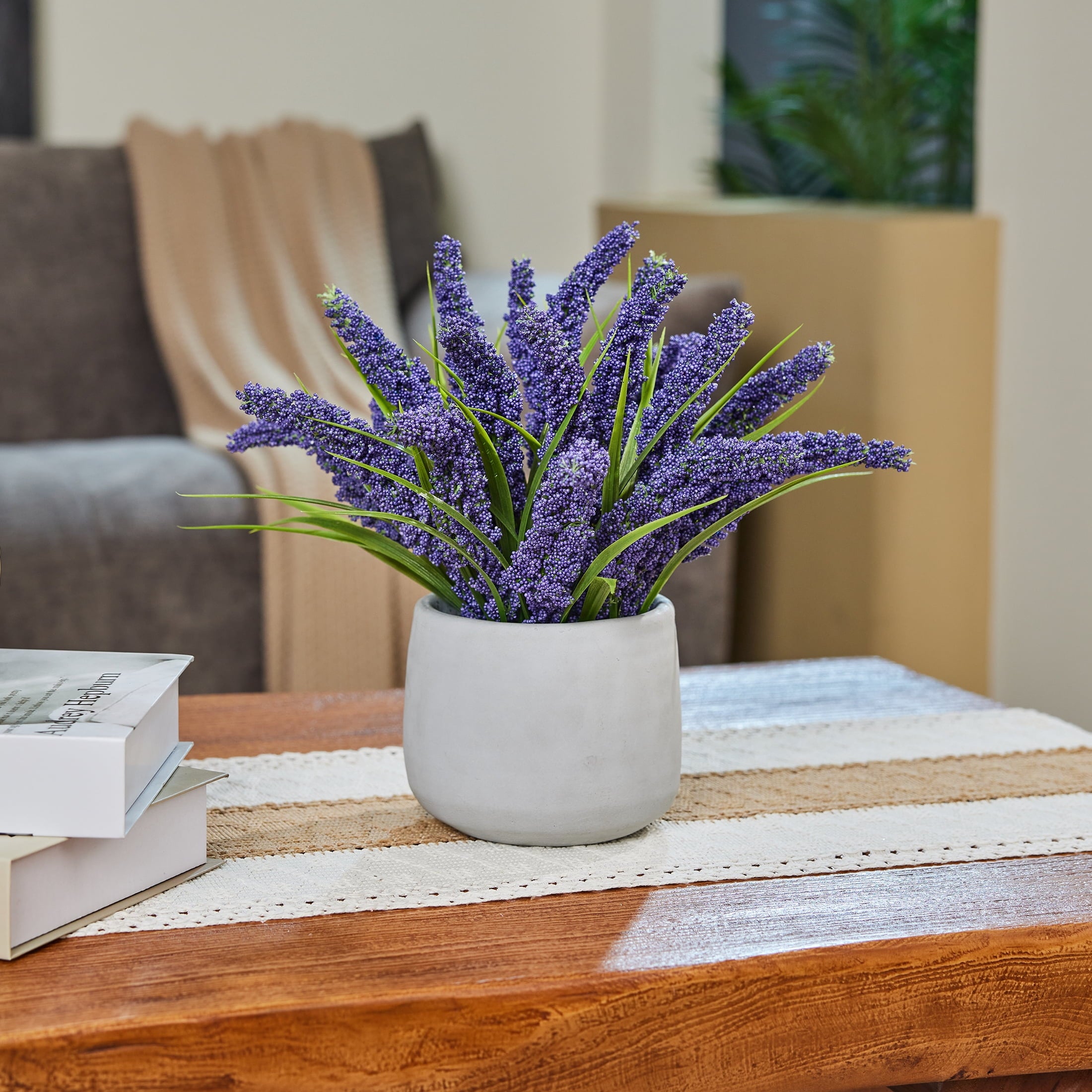 DR.Planzen 12in Artificial Lavender Plant in White Pot Faux Lavender Flowers Fake Lavender Plant, 21 Stems 42 Leaves Dense Realistic Purple Artificial Flowers for Farmhouse Home Bathroom Desk Decor