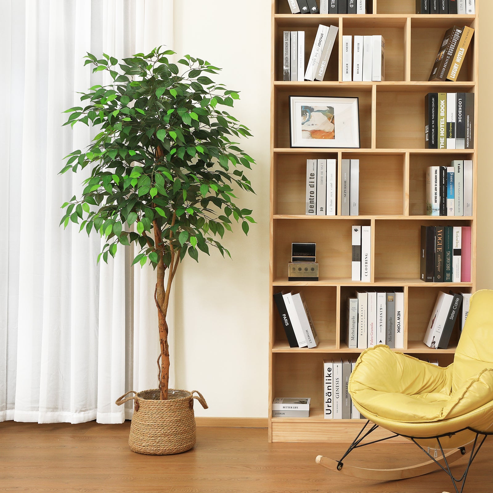 VeriNatural 6FT Faux Ficus Tree – Indoor Plant Decor with Natural Wood Trunk