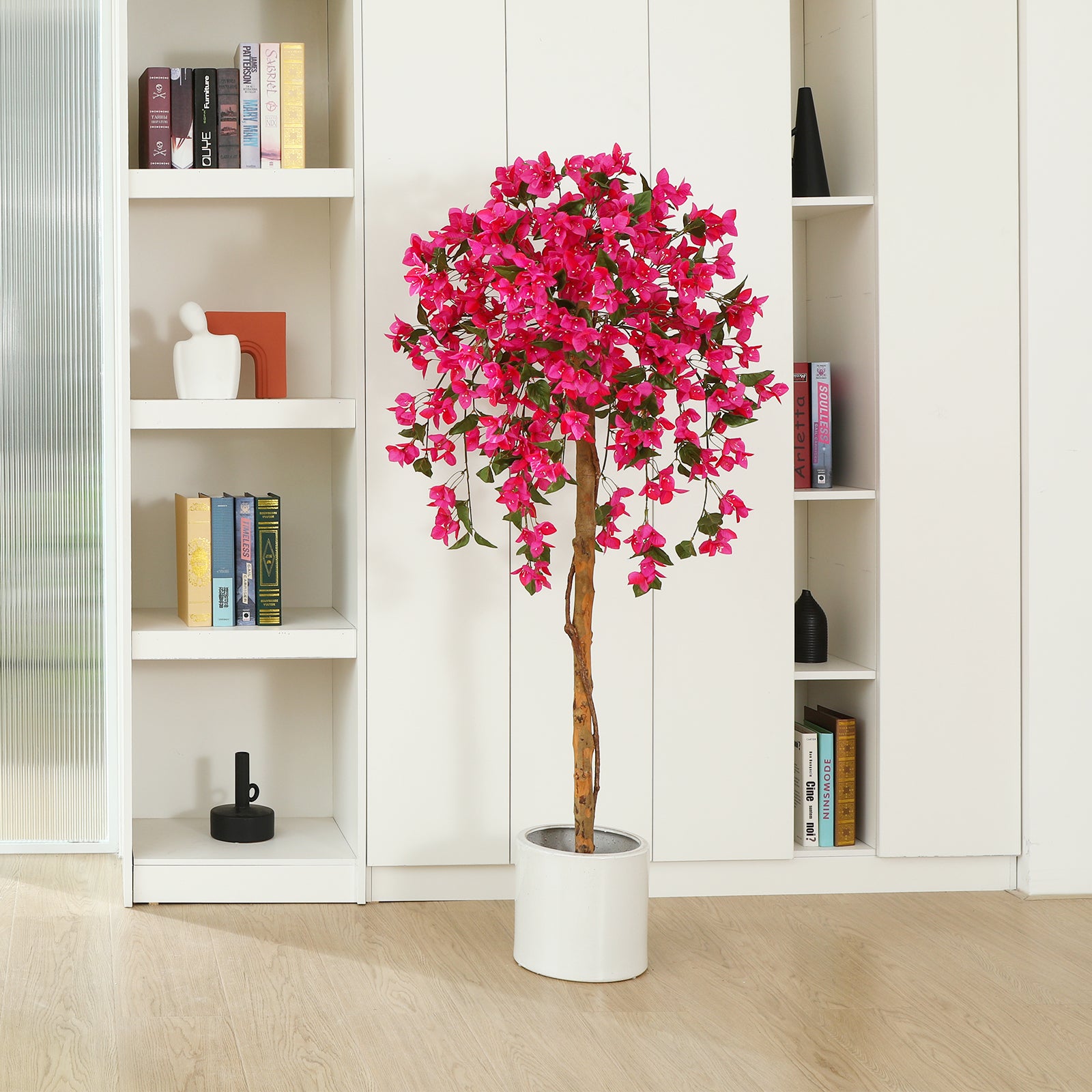 VeriNatural 4/5FT Pink Silk Bougainvillea Tree  Realistic Faux Plant for Indoor & Outdoor Decor Artificial Tree with Stand