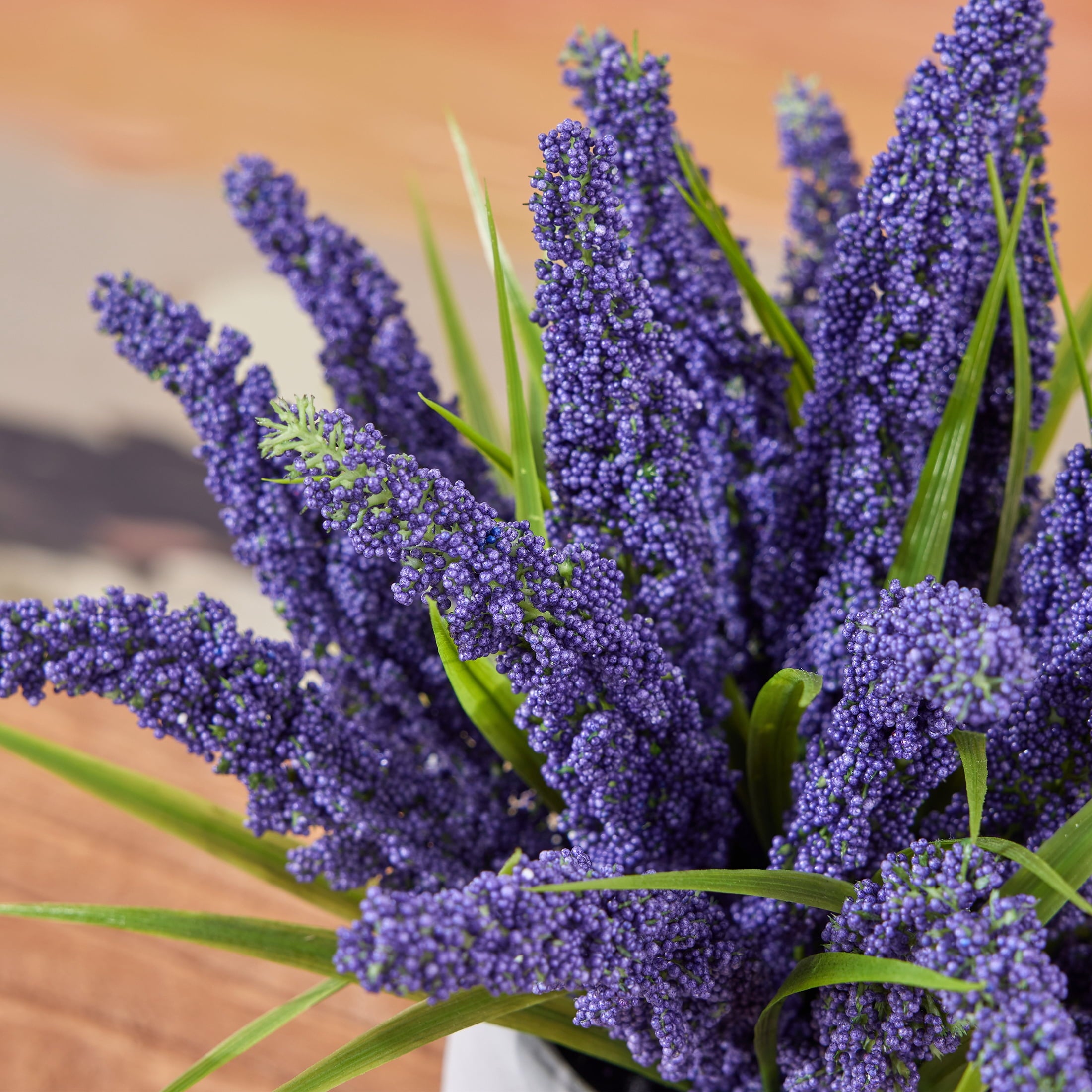 DR.Planzen 12in Artificial Lavender Plant in White Pot Faux Lavender Flowers Fake Lavender Plant, 21 Stems 42 Leaves Dense Realistic Purple Artificial Flowers for Farmhouse Home Bathroom Desk Decor