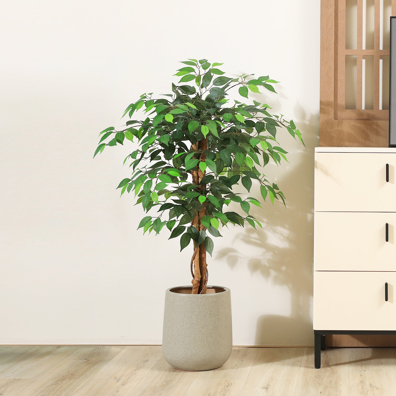 VeriNatural 4/5/6/7FT Faux Ficus Tree – Indoor Plant Decor with Natural Wood Trunk
